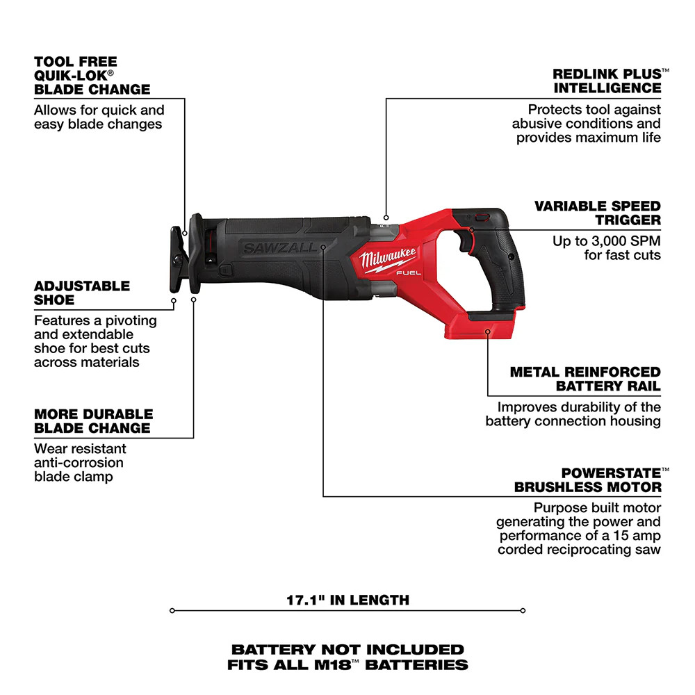 Milwaukee 3697-27 M18 FUEL 18V 7 Tool Cordless Lithium-Ion Combo Kit