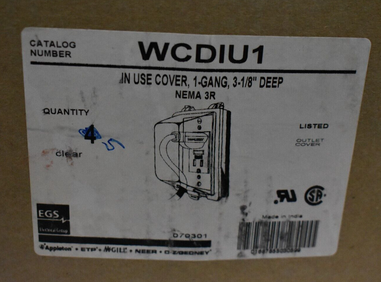 APPLETON EGS WCDIU1 SINGLE GANG WEATHERPROOF RECEPTACLE COVER 3-1/8″ DEEP