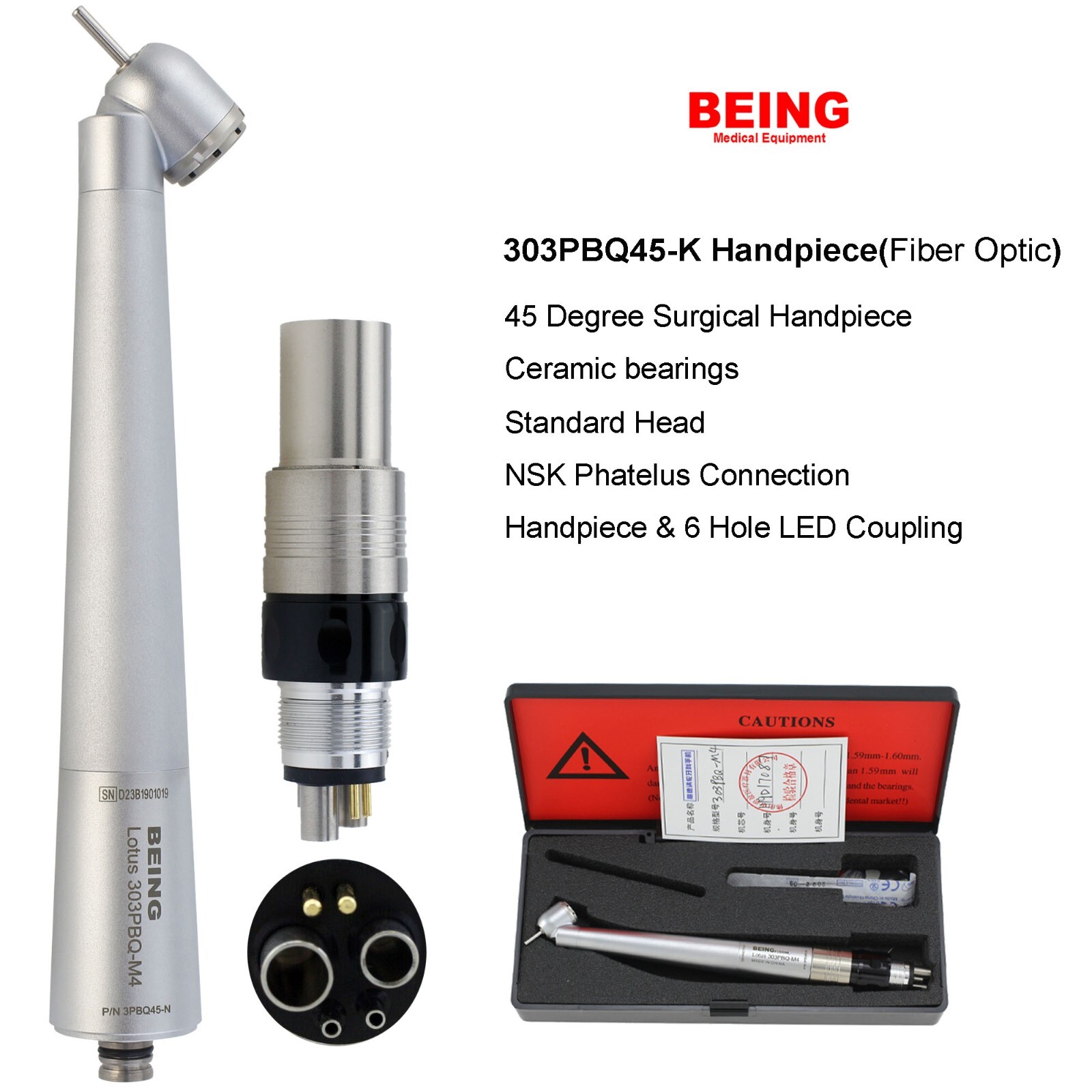 BEING Dental 45 Degree Surgical Handpiece High Speed Kavo NSK Coupler 4 6 Hole