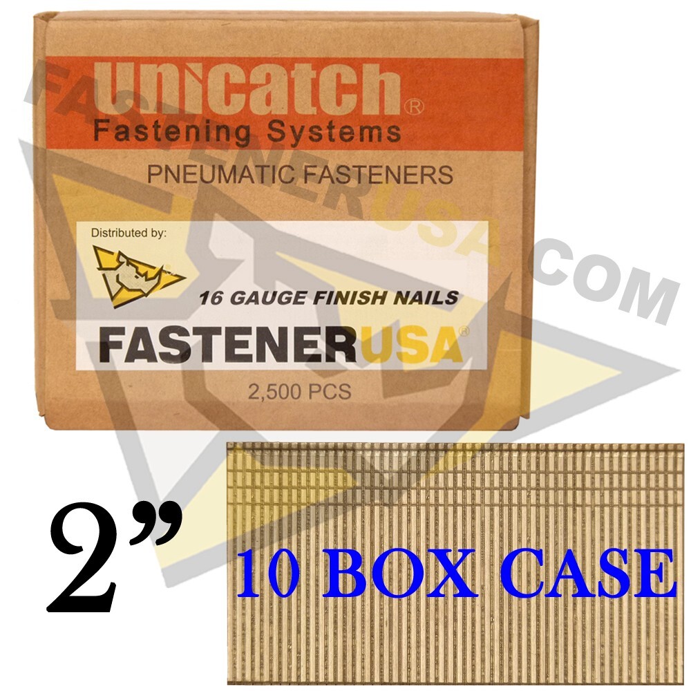 2″ 16 Gauge Straight Finish Nails 2 Inch 16 ga (2,500 ct) (Case of 10)