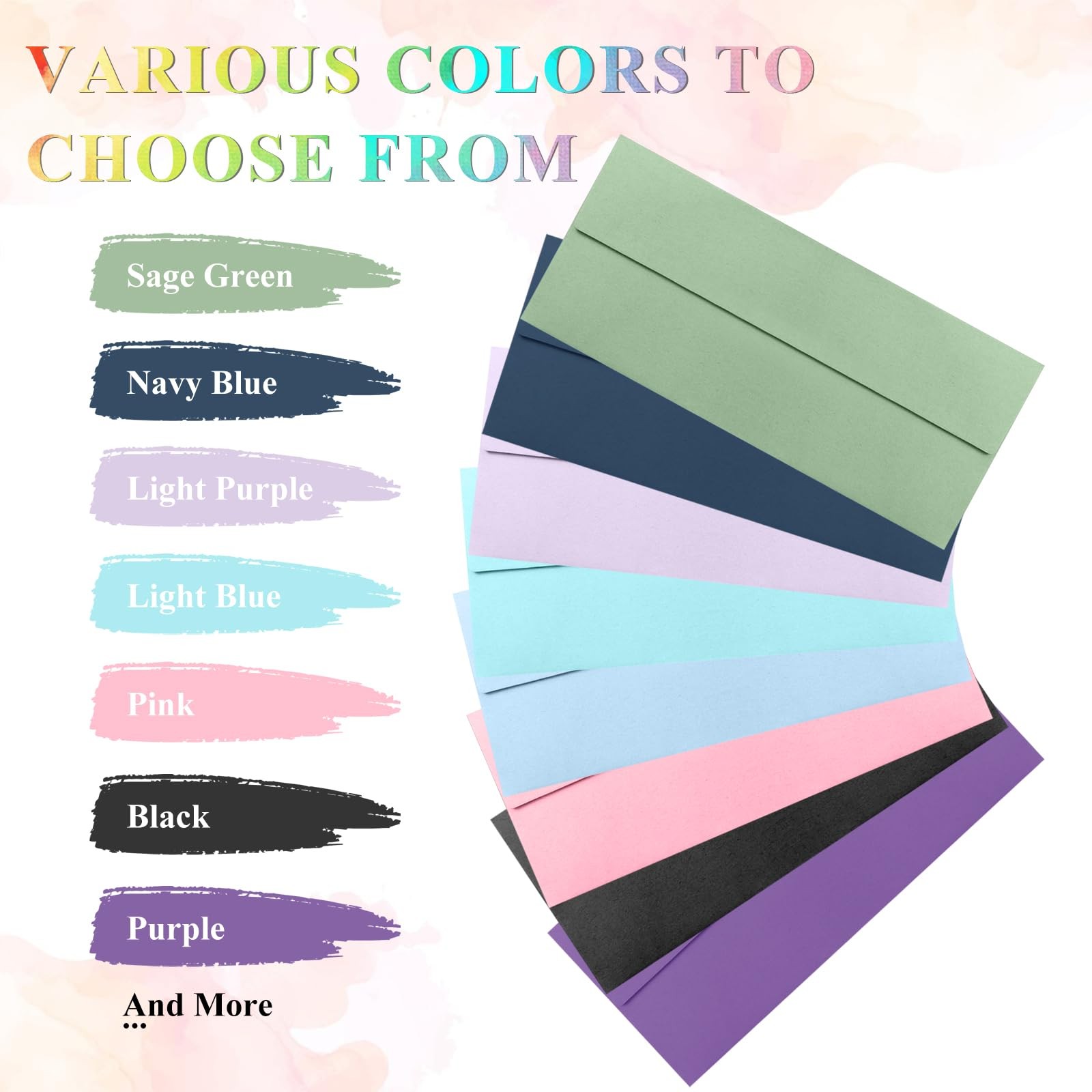 50 Pack Pink #10 Business Envelopes, Standard Envelopes Self 50 pieces,