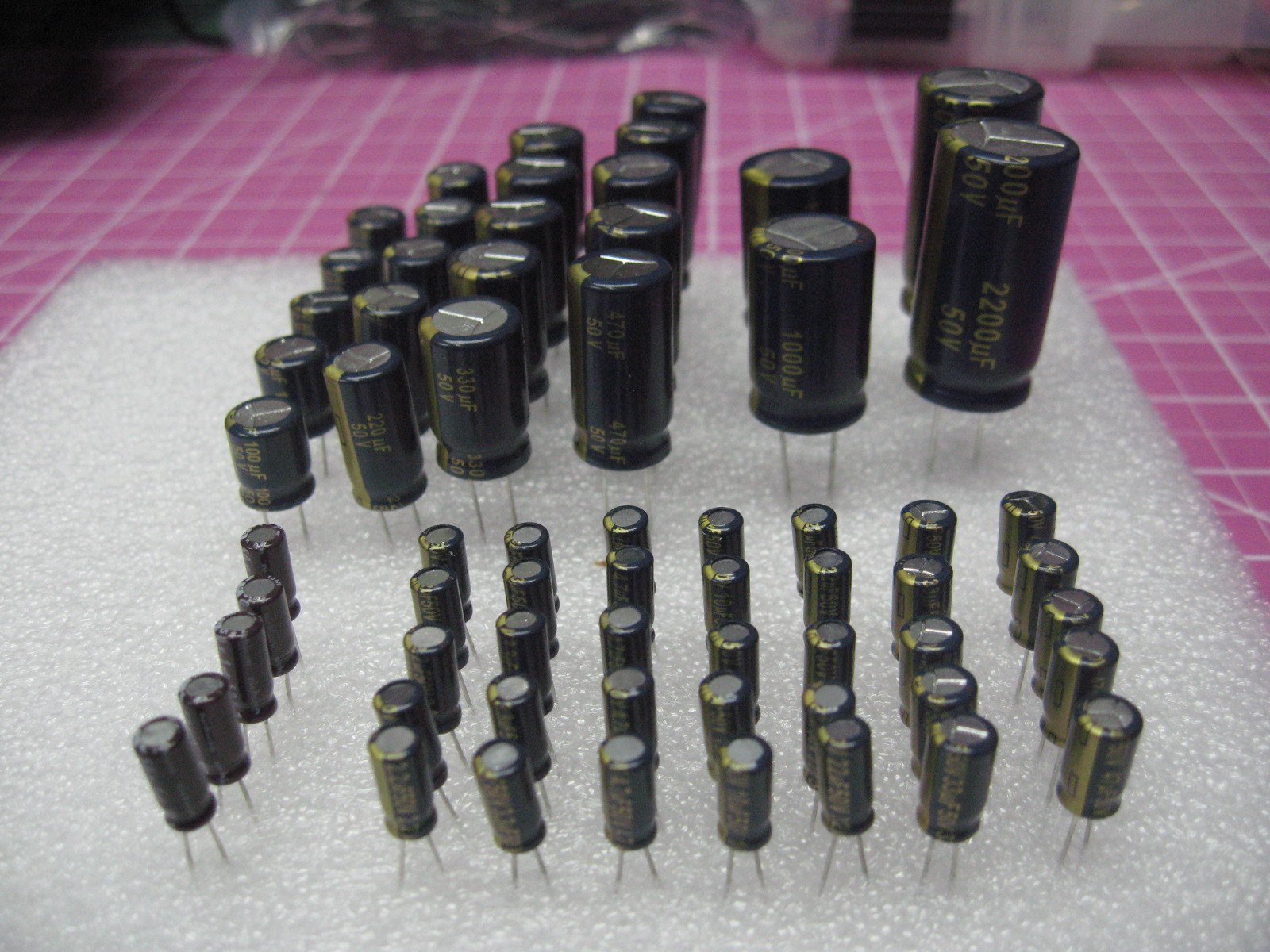 Panasonic – FC Series – Electrolytic Cap Asst – 50v 14 Values 1-2200uF – 64pcs