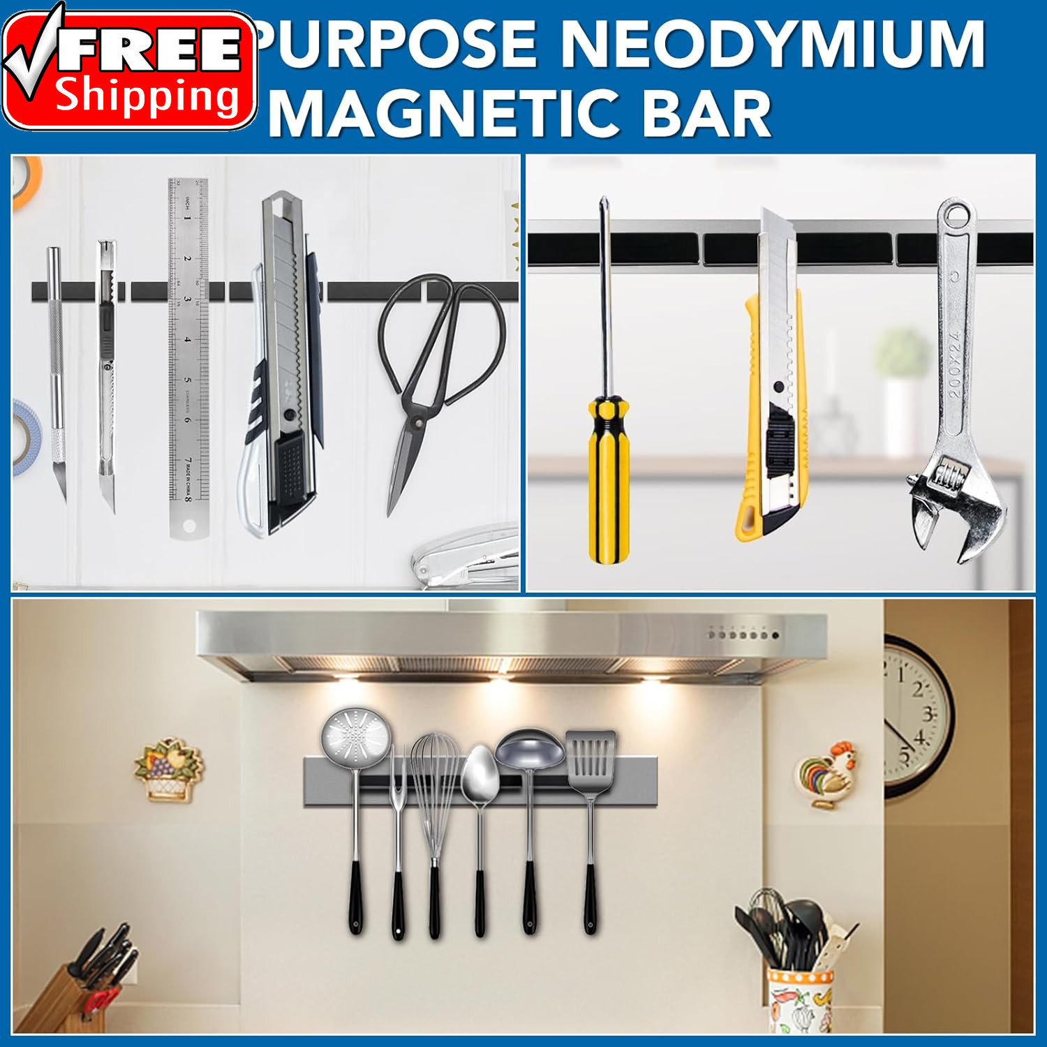 Strong Neodymium Black Magnets Bar, 12 Pack Powerful Rare Earth Magnets with Dou
