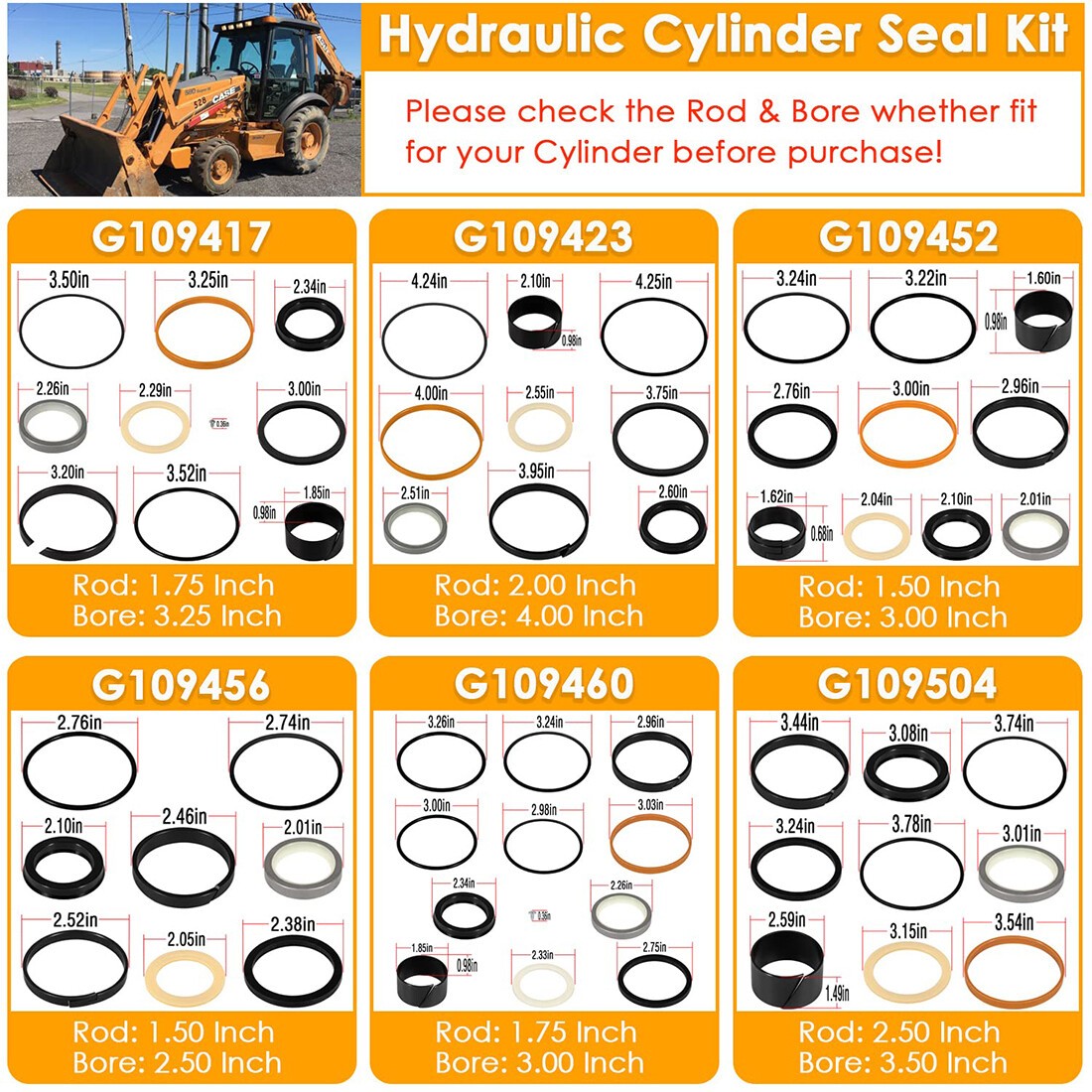 For Case 580C 580SE 580SD Whole Machine Seal Kit Backhoe Hydraulic Cylinder Seal