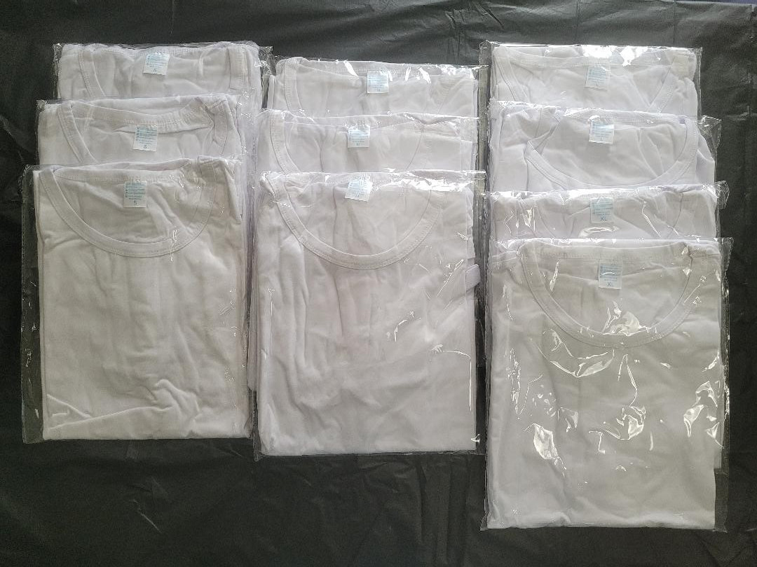 Lot of 10 Blank White Sublimation T-shirts 100% Polyester Unisex