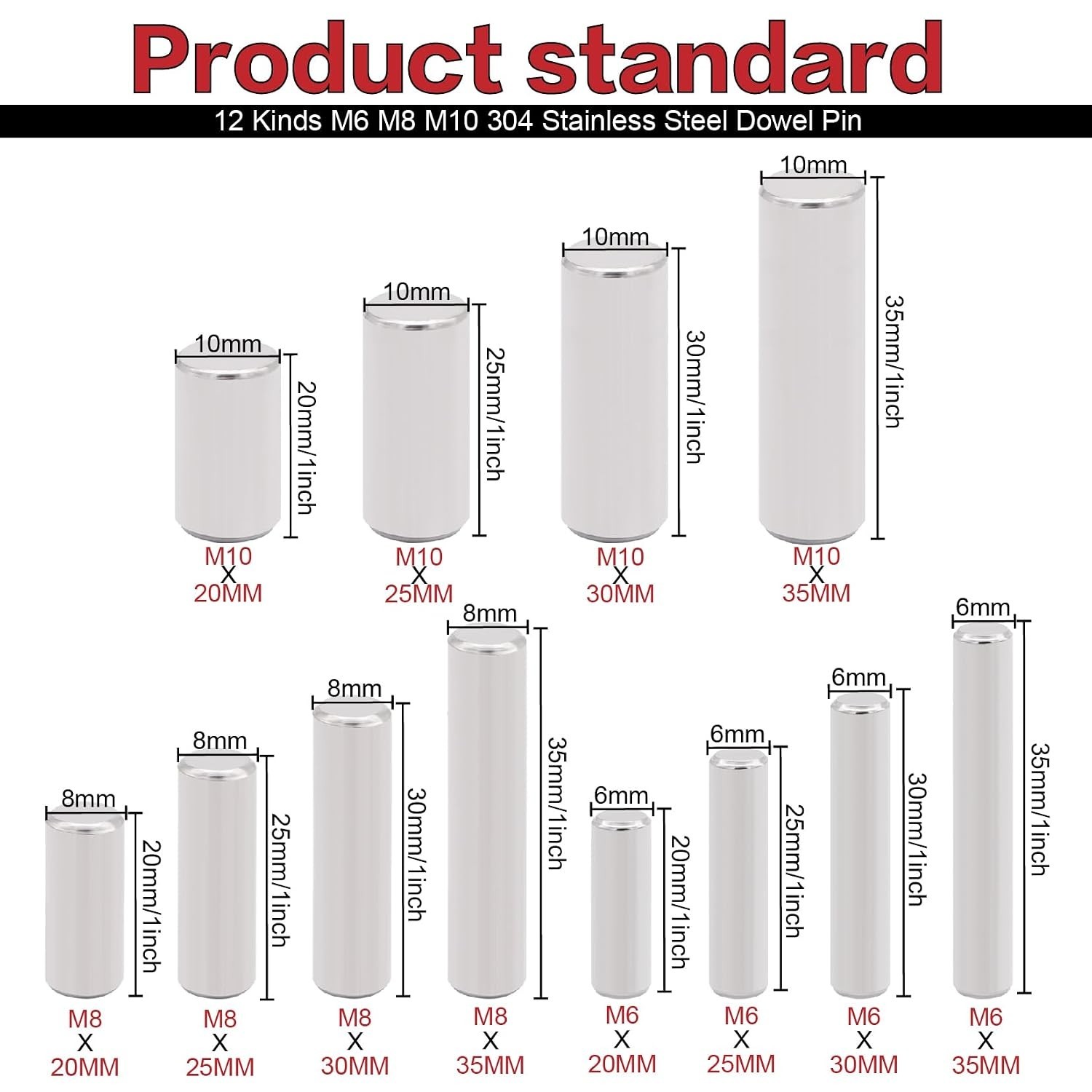 120pc Cylindrical Dowel Pins Assortment