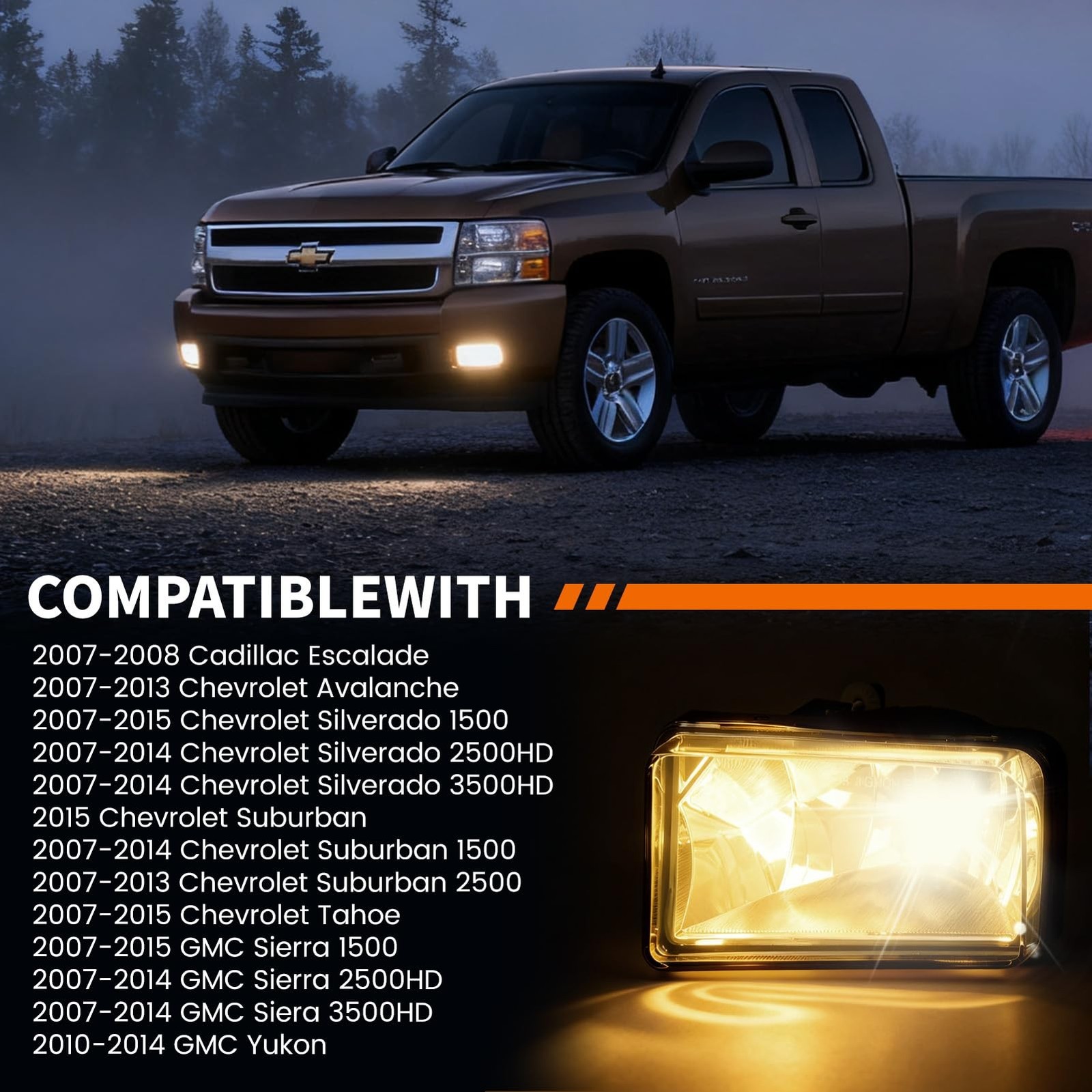 Bumper Fog Lights with Halogen Bulbs Compatible with 2007-2015 Chevy Silverad…