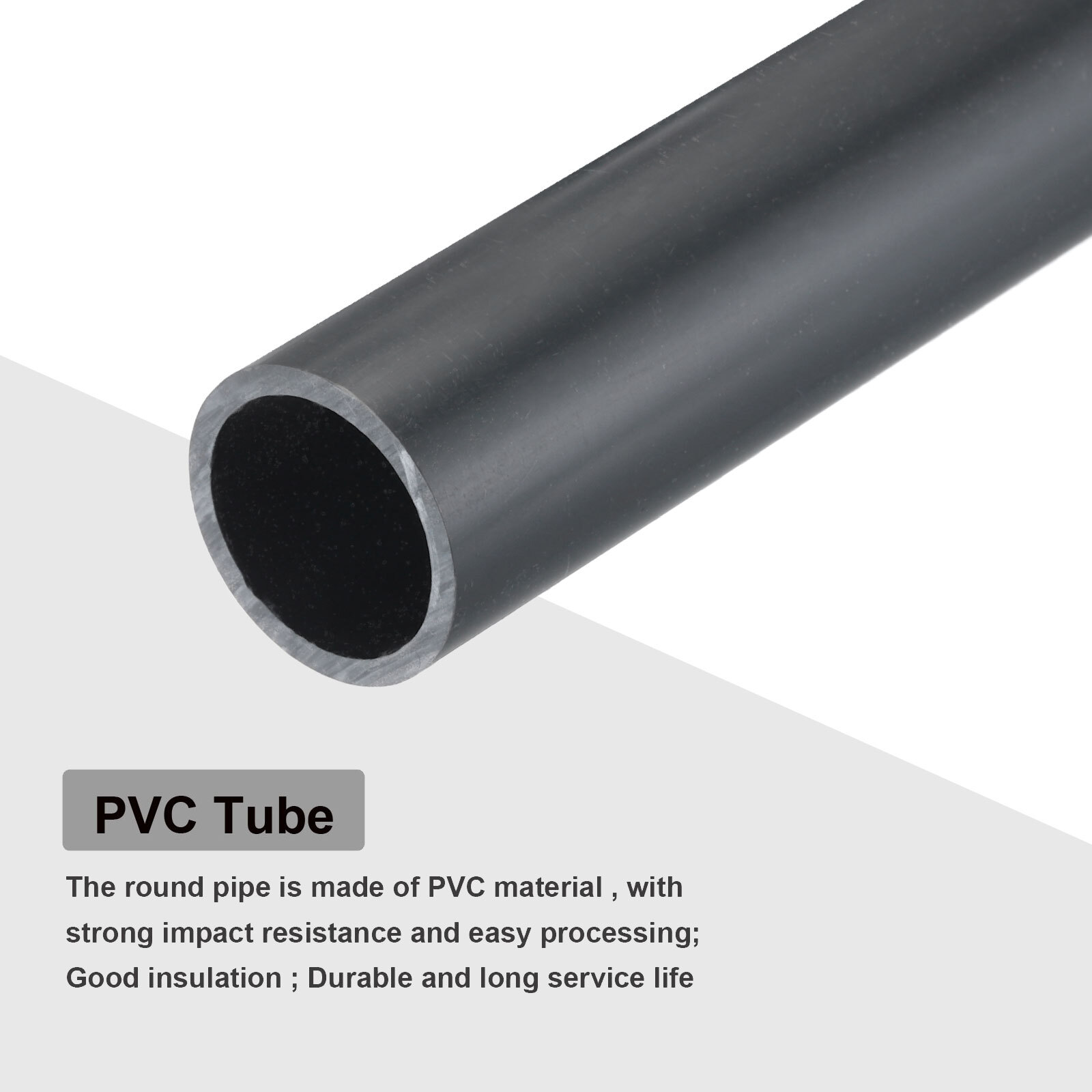 PVC Rigid Round Pipe 7/8″ ID 1″ OD 14″ Dark Grey High Impact