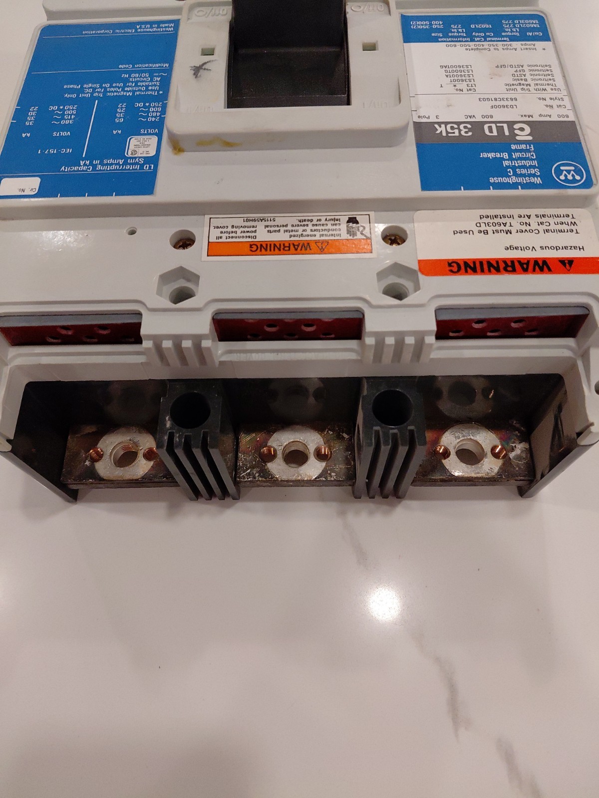 Westinghouse LD3600F 600Amp 600Volt 3Pole Bolt-On Breaker w/ 500Amp Trip Unit