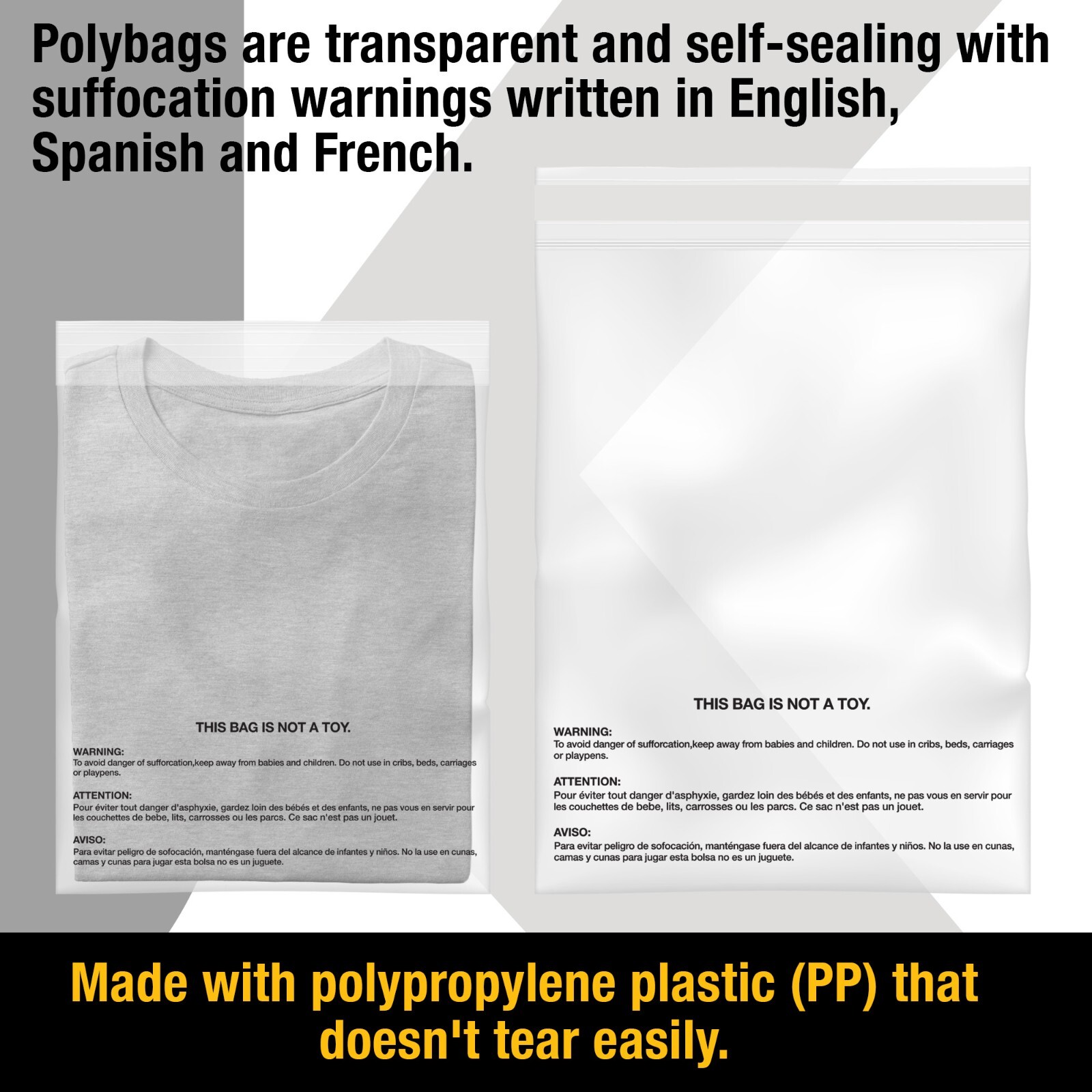 500PC – 6×9, 8×10, 10×13, 14.5×19, 19×24 Clear Poly bags – 1.5Mil, 100/ea size