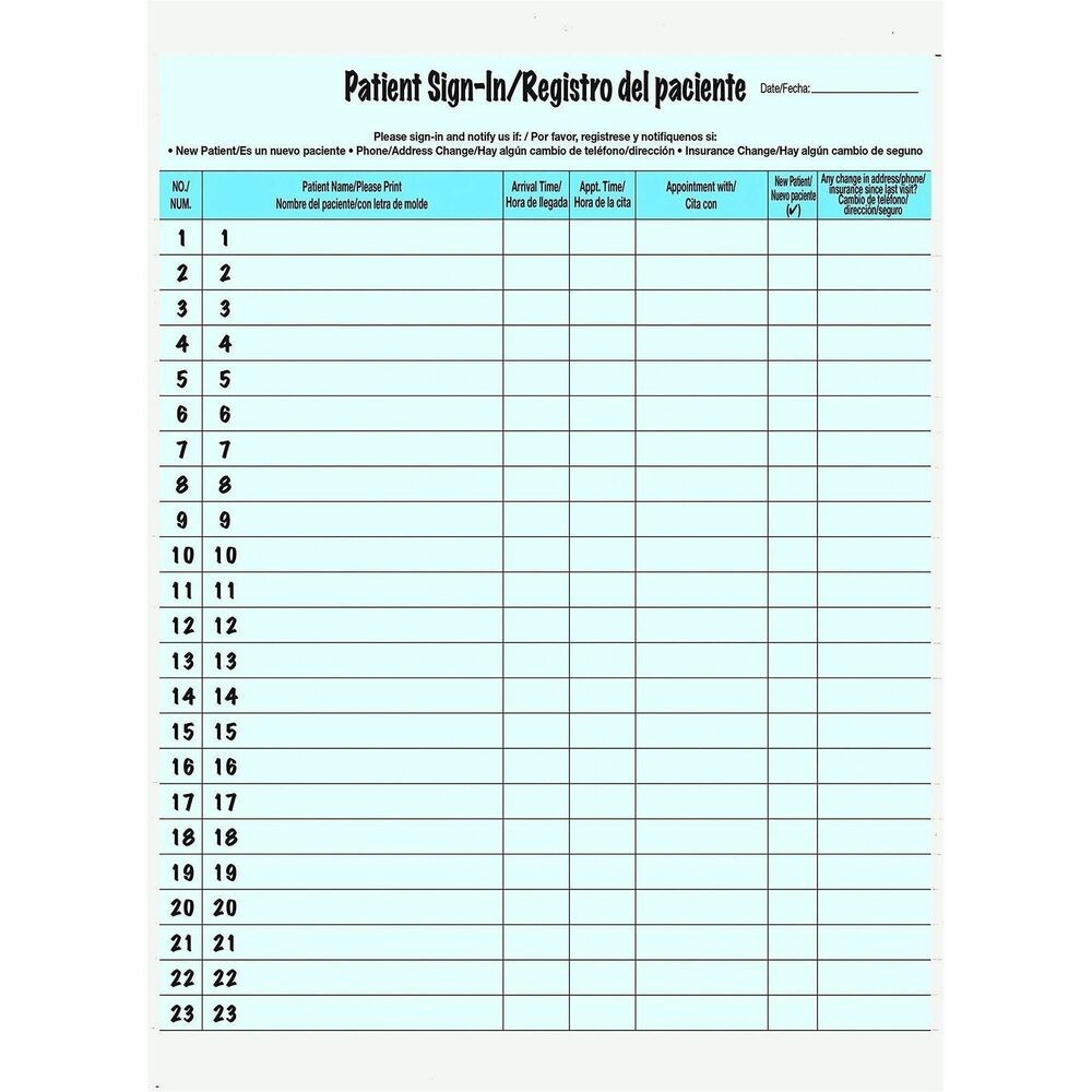 Tabbies Patient Sign-in Label Forms – Letter – 8.50″ x 11″ Sheet Size – Blue