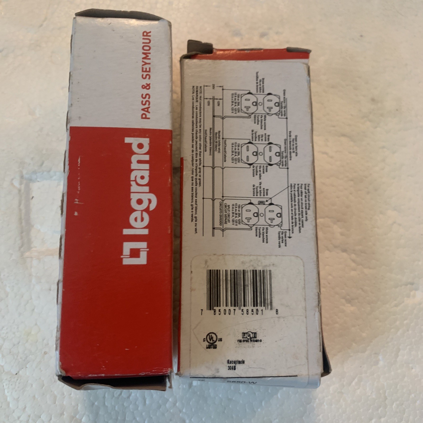 Lot Of 2 Legrand 5850-W Duplex Receptacle 20A 250V WHITE Commercial Grade Mexico