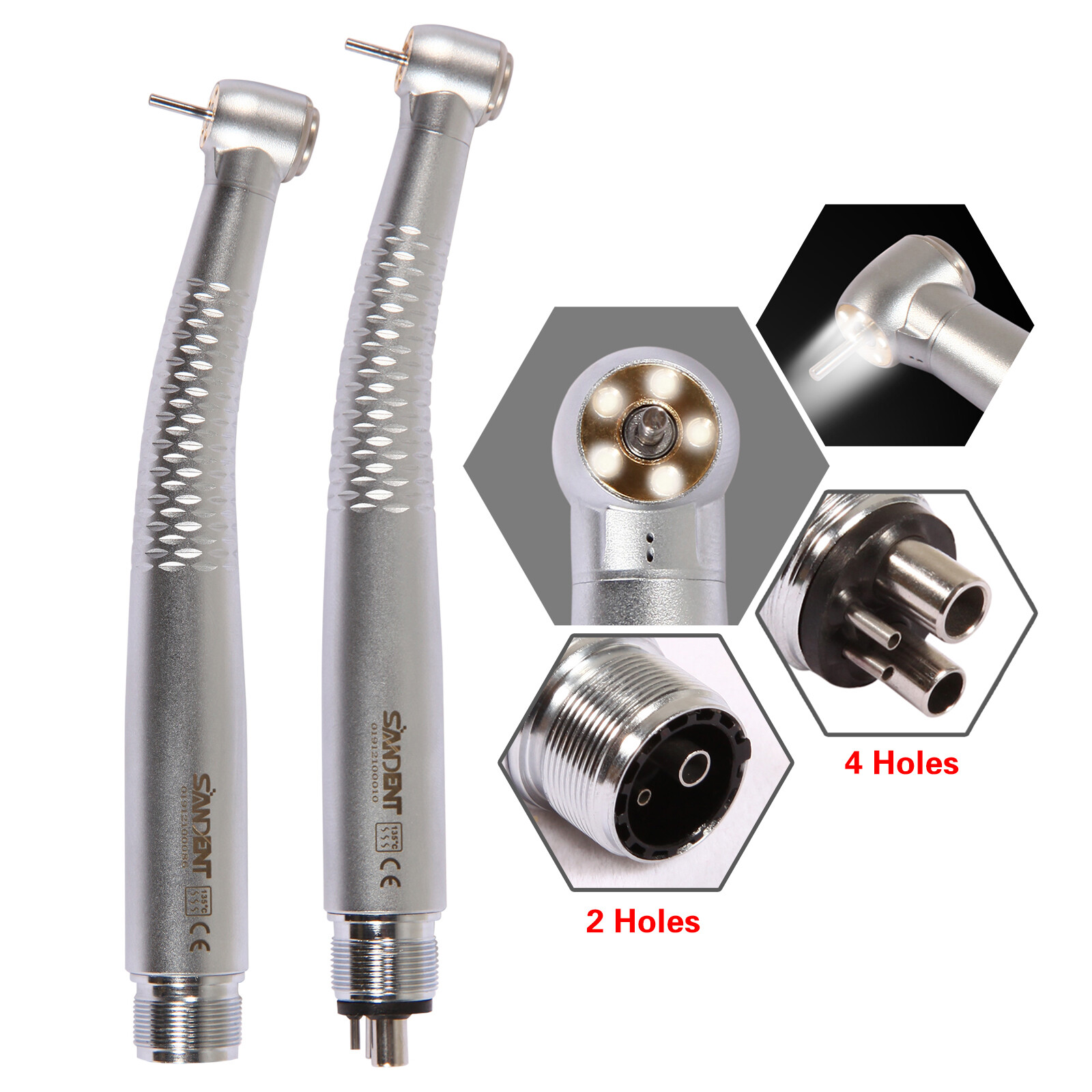 + 5 Light LED E-Generator Dental High Speed Fiber Optic Handpiece 2/4Hole