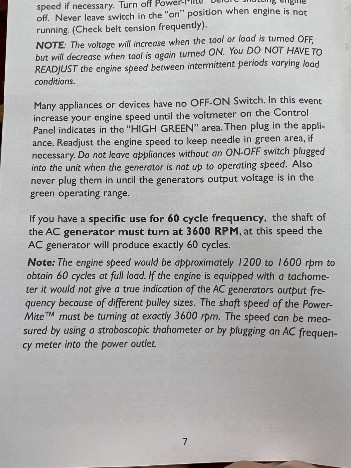 Fabco Power Mite PM-110 Belt Driven Generator 120V 50Hz