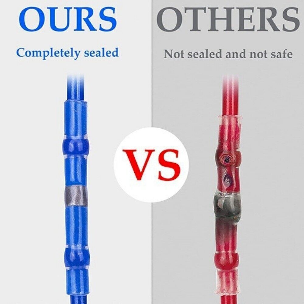 1000-50 Seal Solder Sleeve Heat Shrink Waterproof Butt Wire Connectors Terminals