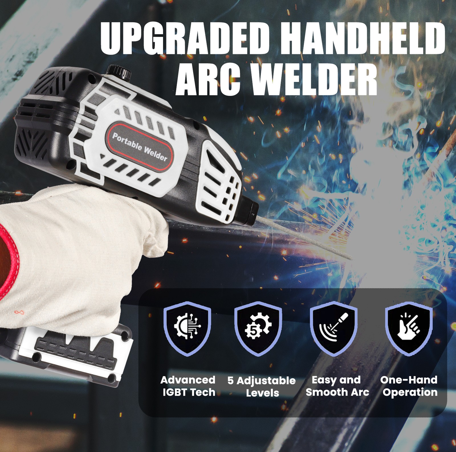 Handheld Welding Machine 110V 20-150Amp Portable ARC Welder Gun w/ 20x Rods Grey