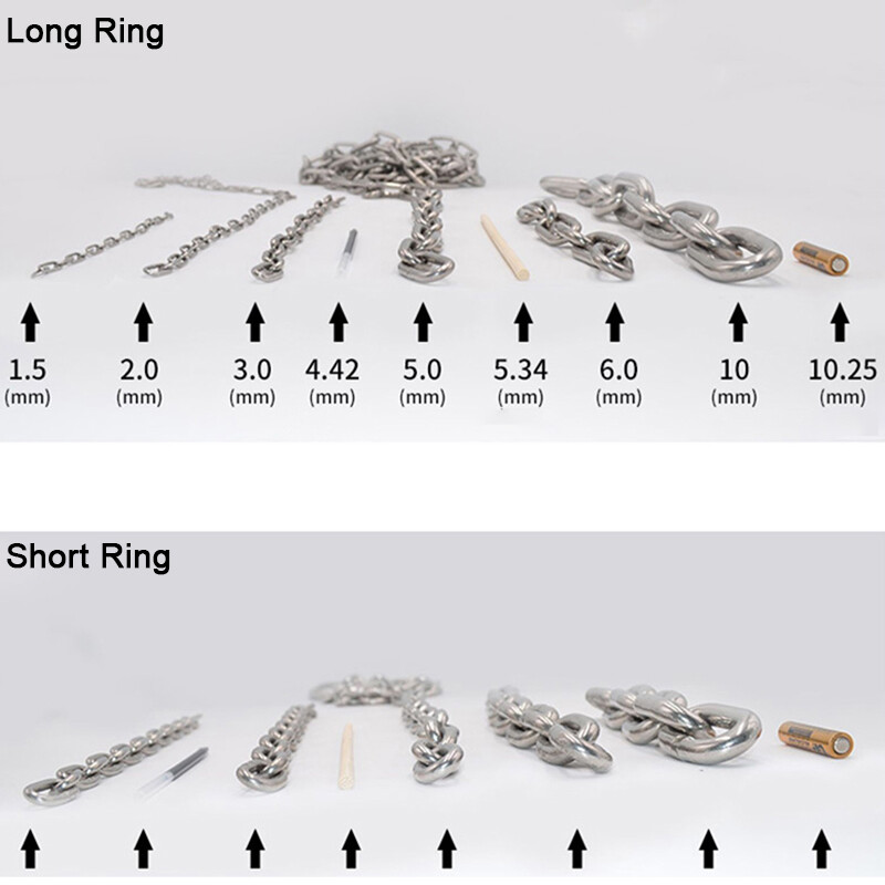 304 Stainless Steel Long Links Chain 1.2mm~12mm Welded Security Links Hanging