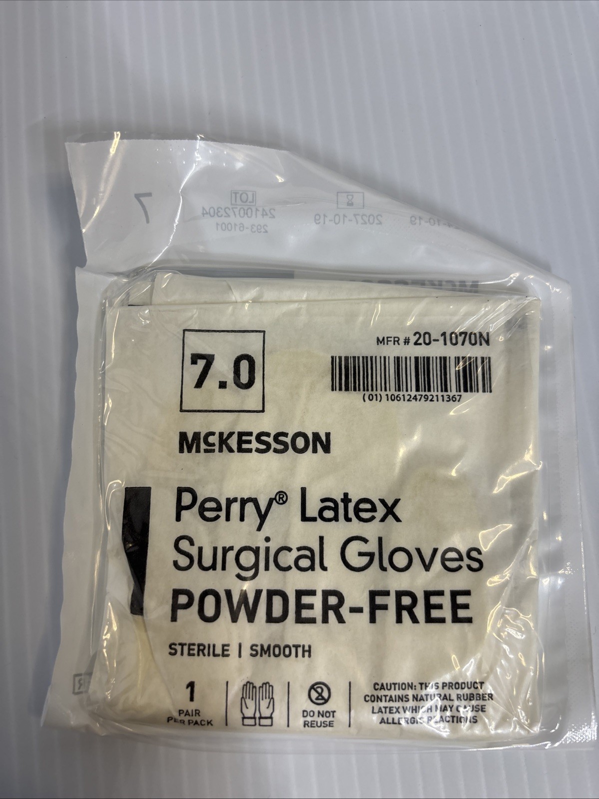 10 Packs/mckesson Size 7 perry latex Surgical gloves powder free 20-1070N