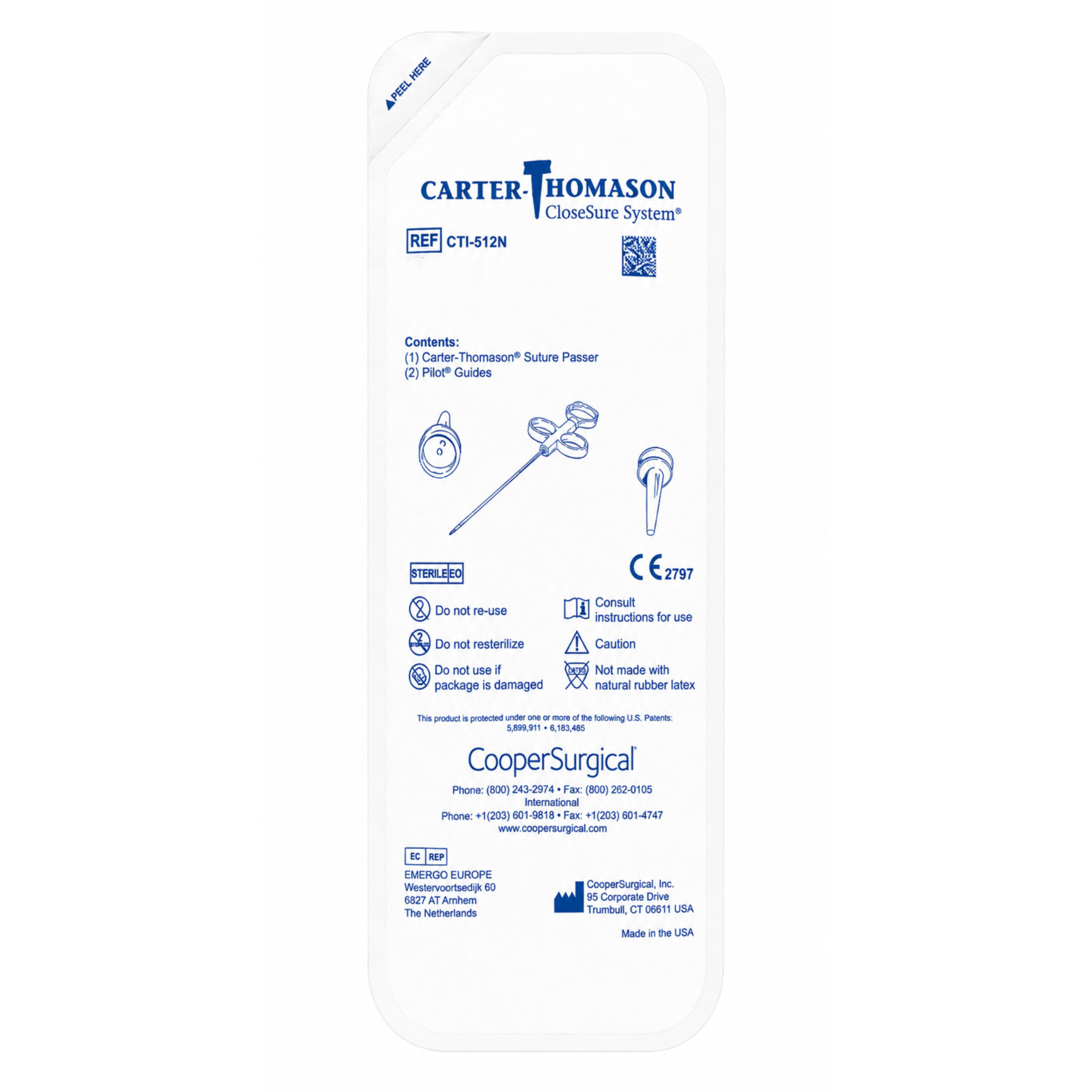 *5-Packs* Carter Thomason CloseSure System Puncture Closure Device CTI-512N