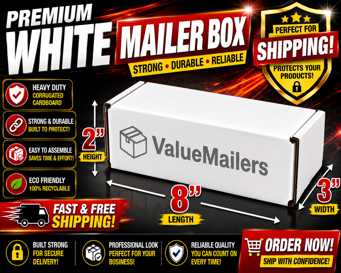 8x3x2 White Corrugated Shipping Mailers Packing Box Boxes Folding 100 To 1000