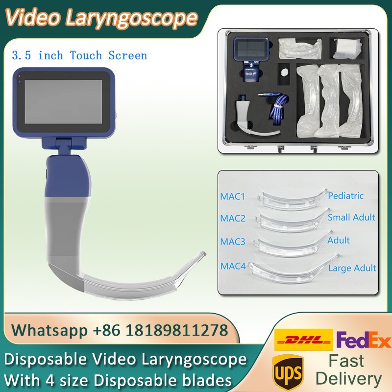 3.5″ Touch Screen Digital Video Laryngoscope With 4 size Disposable Blades