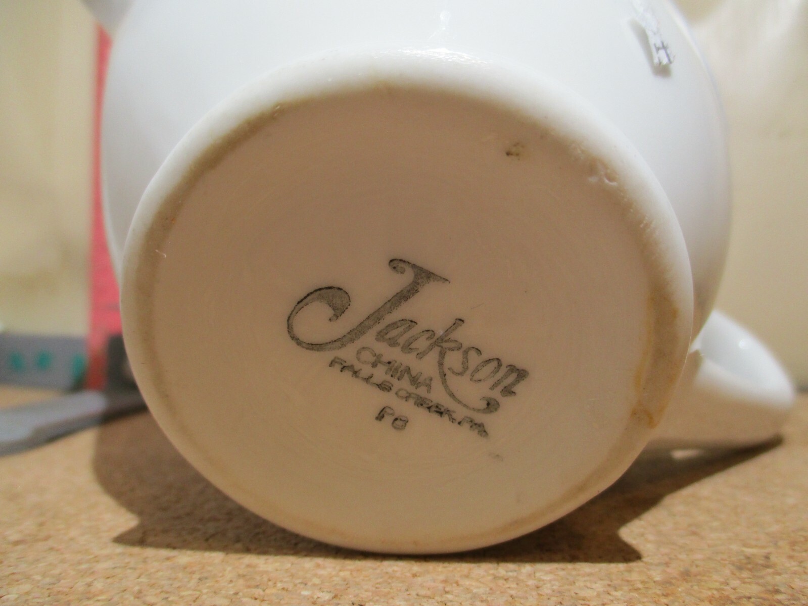 JACKSON CHINA RESTAURANT WARE CREAMER – CODED F6 FOR 1966 – OAK LEAVES & ACORNS