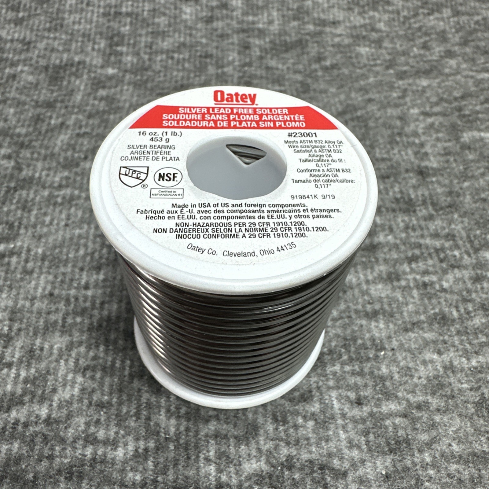 Oatey Silver Lead Free Solder 1LB 16 Oz 23001 NEW