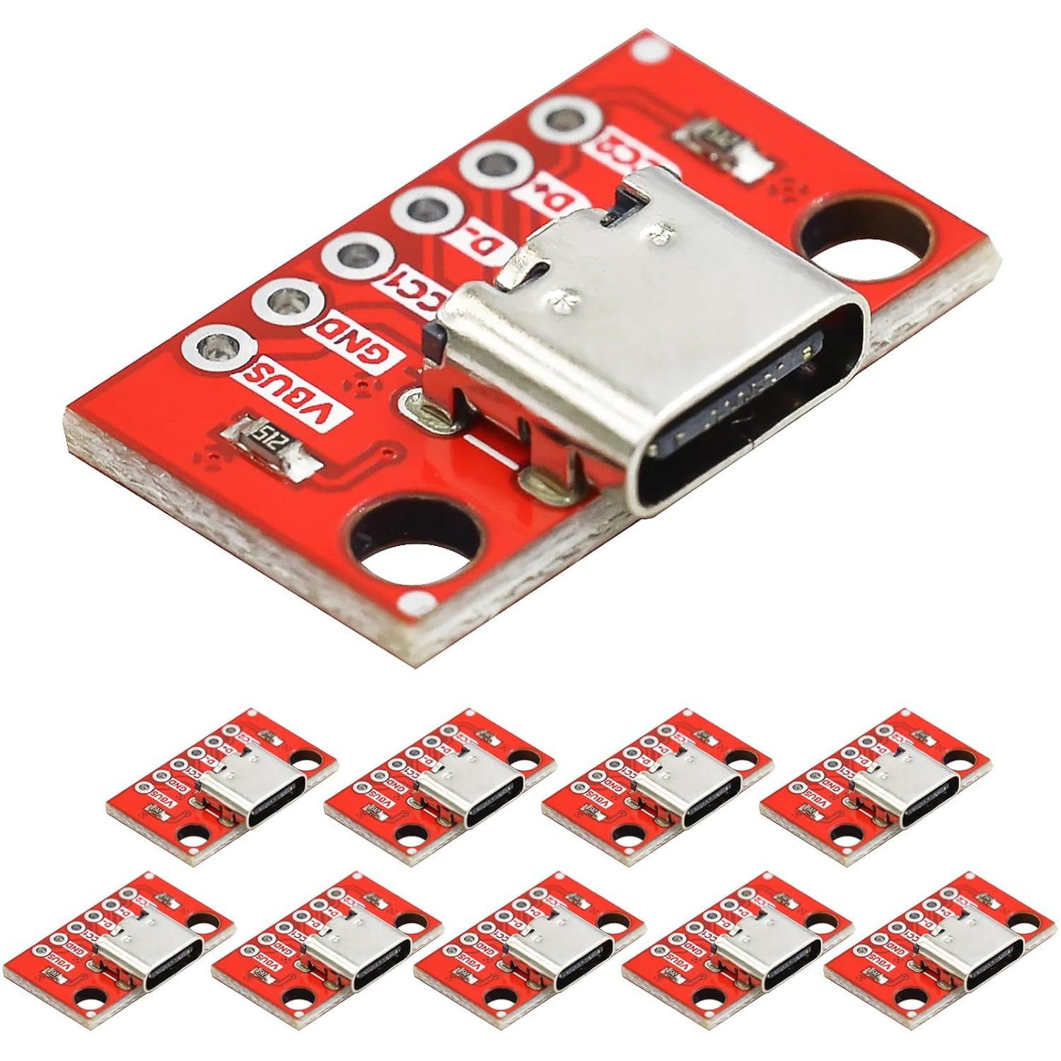 10 PCS USB Type-C Breakout Board Female Connector 16-Pin PCB Serial Adapter