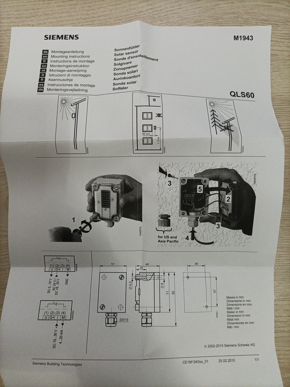 SIEMENS QLS60 – Solar Impact Sensor