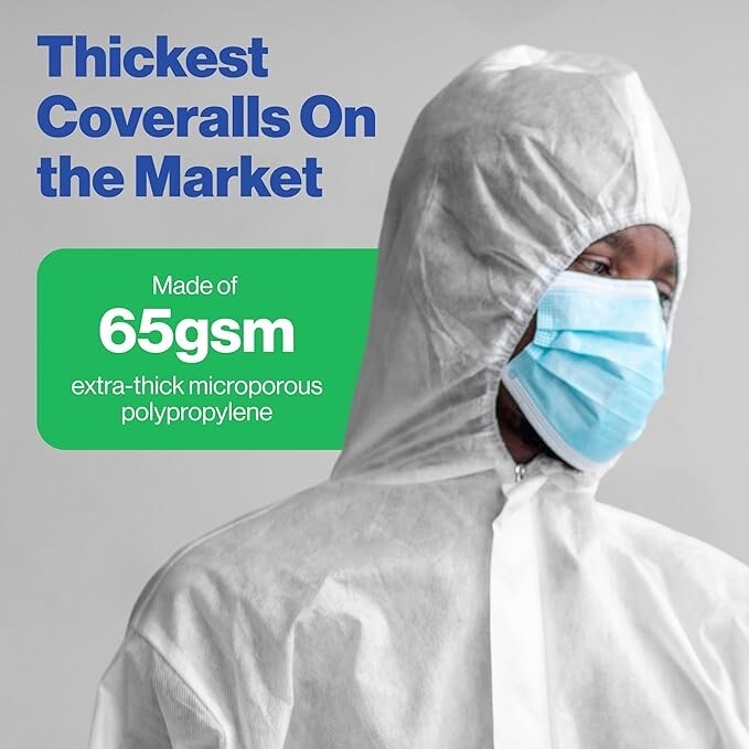 2PCS Disposable Full Body Coverall Suit Protective Isolation Coveralls