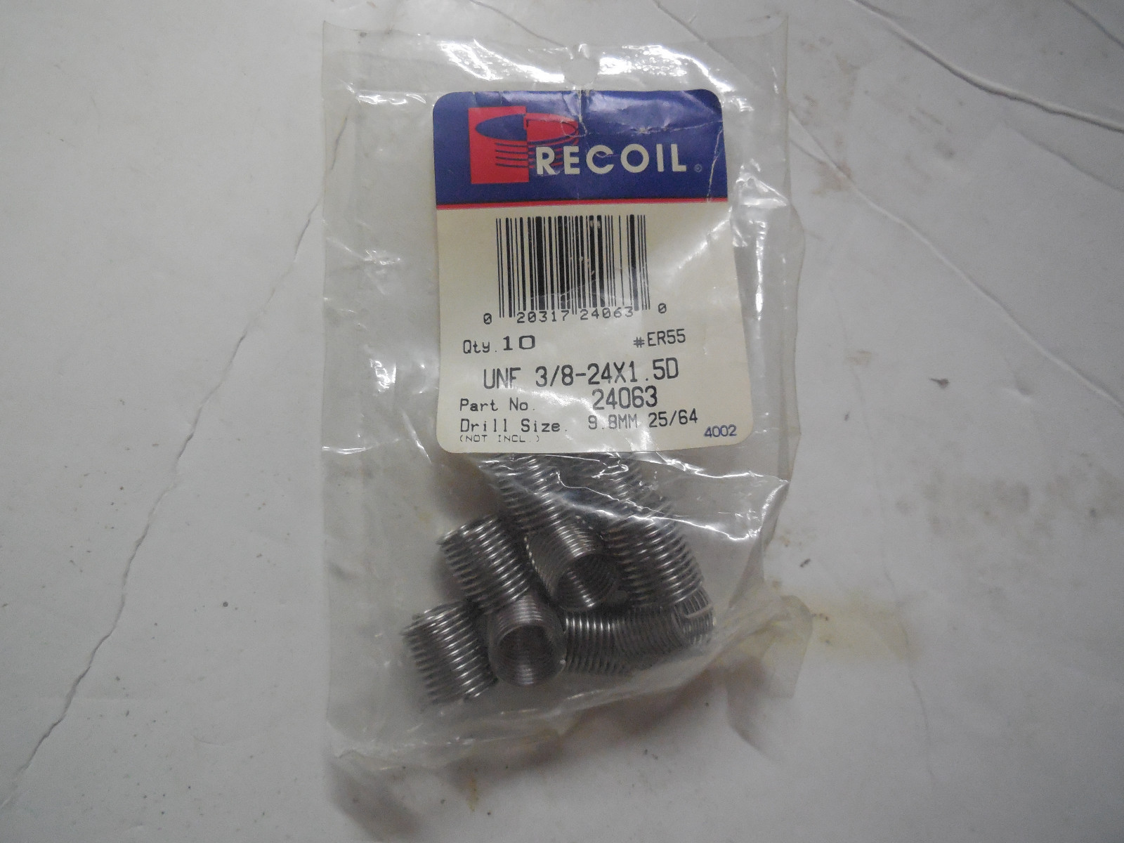 10 pcs 1 Pack RECOIL UNF 3/8″-24 x 1.5D Drill Size 9.8mm 25/64 Part 24063