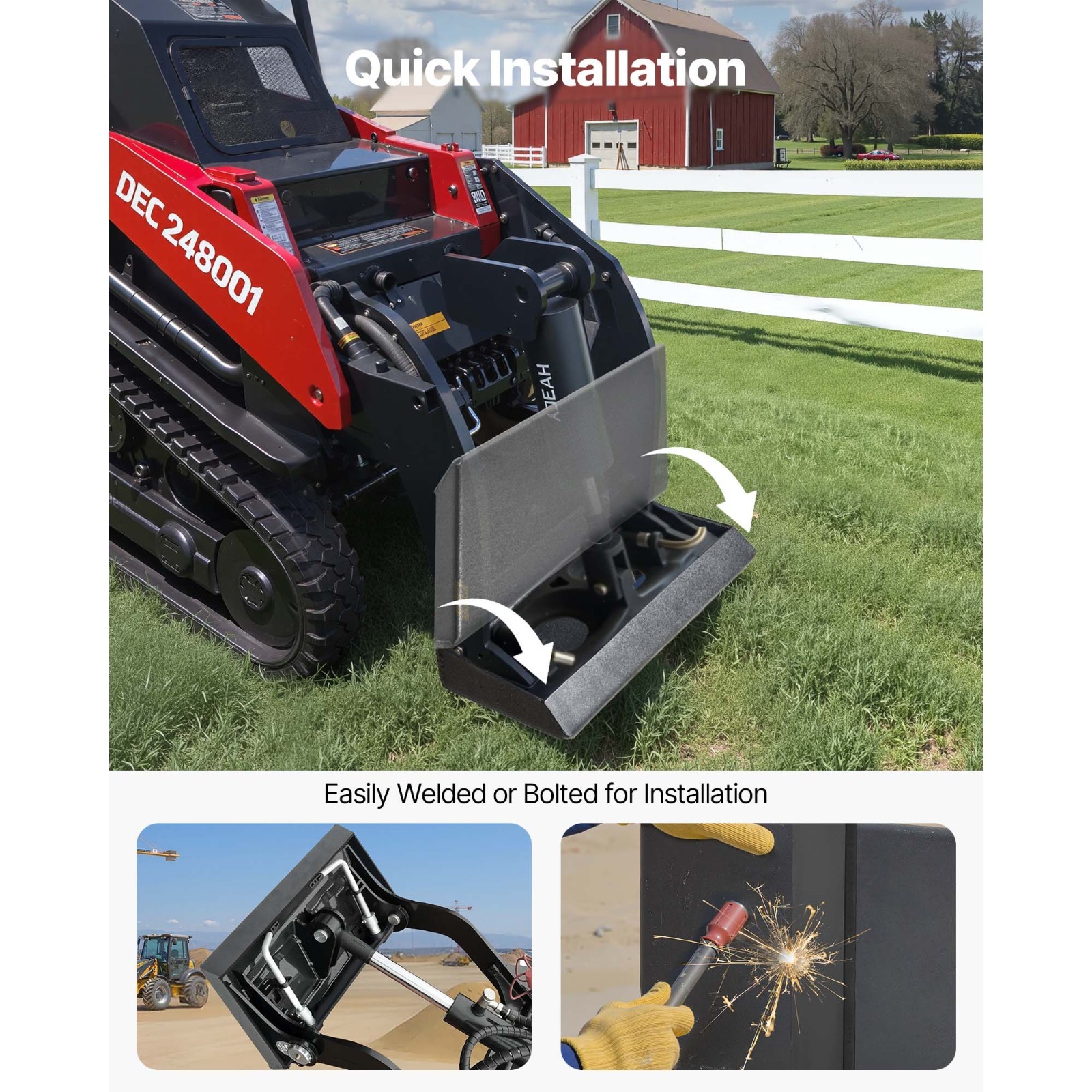 Uimoso 1/4″ Skid Steer Mount Plate Steel Mini Quick Attachment Adapter Loader