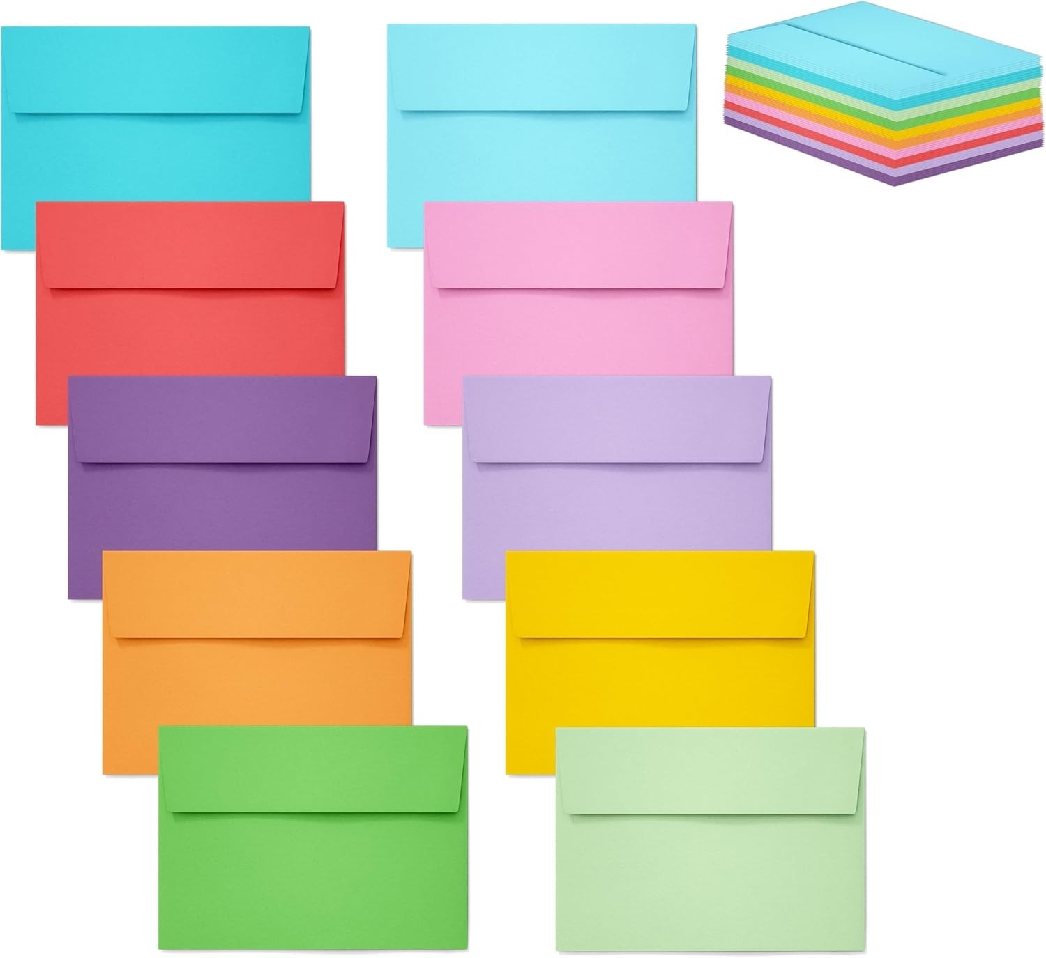 50-Pack 4×6 Colored Envelopes – Perfect for Weddings or Greetings