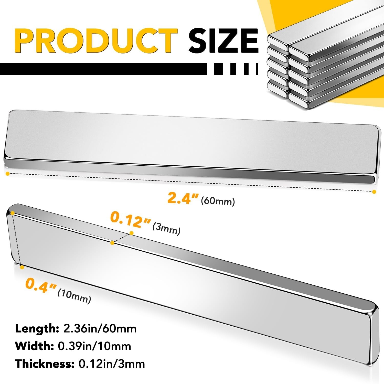 Strong Magnet Strips Heavy Duty – Rare Earth Magnets with Adhesive – Pack of 6