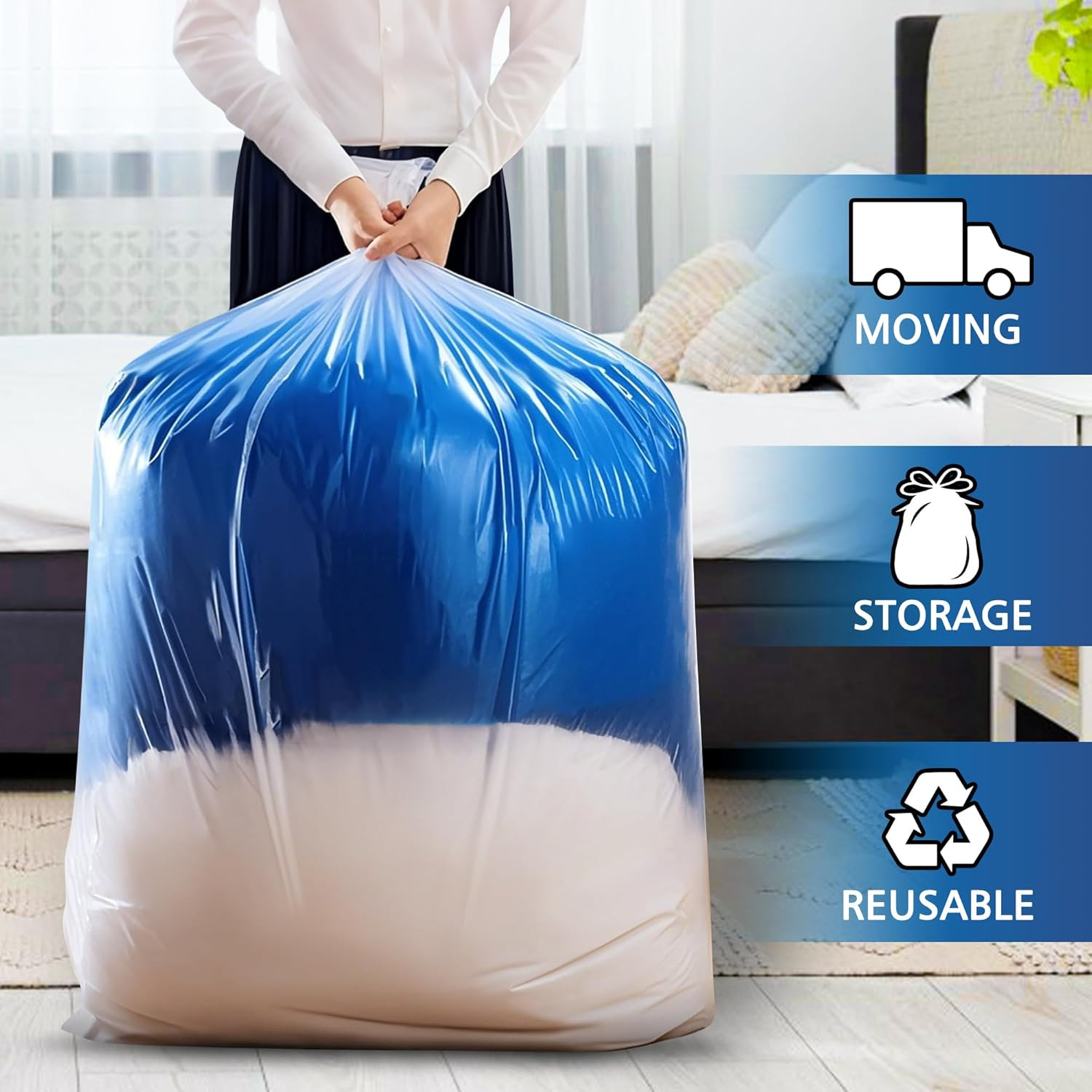 5 Pack 40” X 60” Extra Large Clear Plastic Bags, 2 Mil Storage Bags Ideal f…