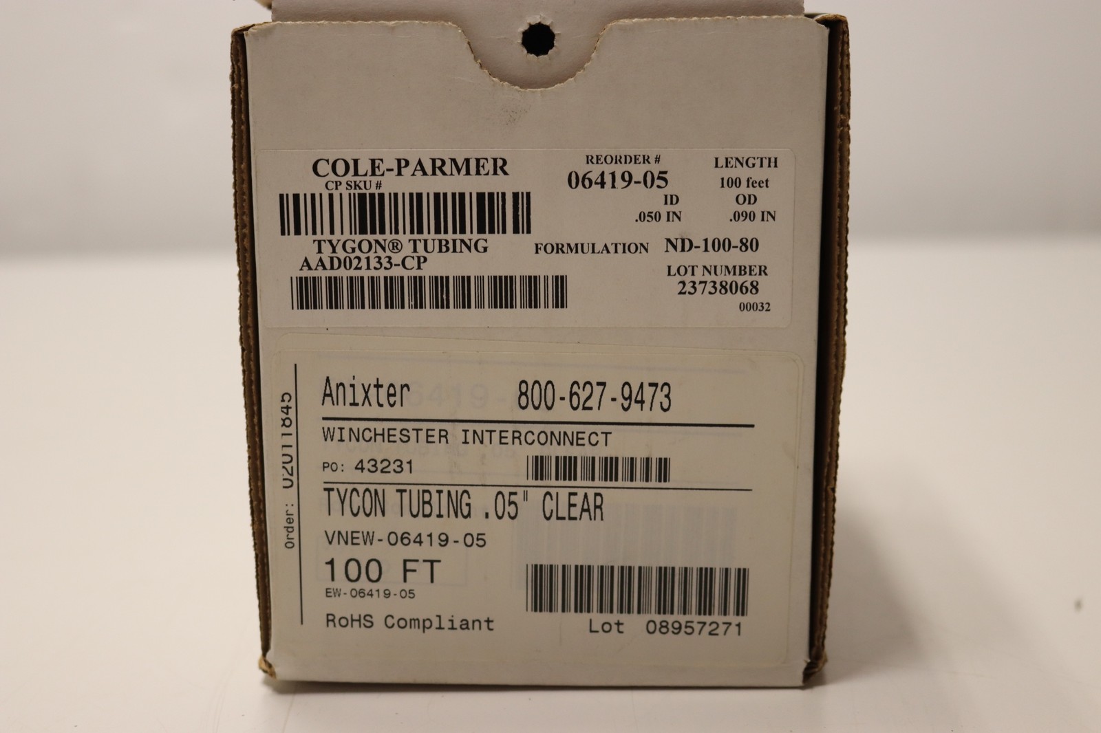 100ft 0.090″OD, 0.05″ID Tygon Tubing AAD02133-CP .09in OD, 0.05in ID