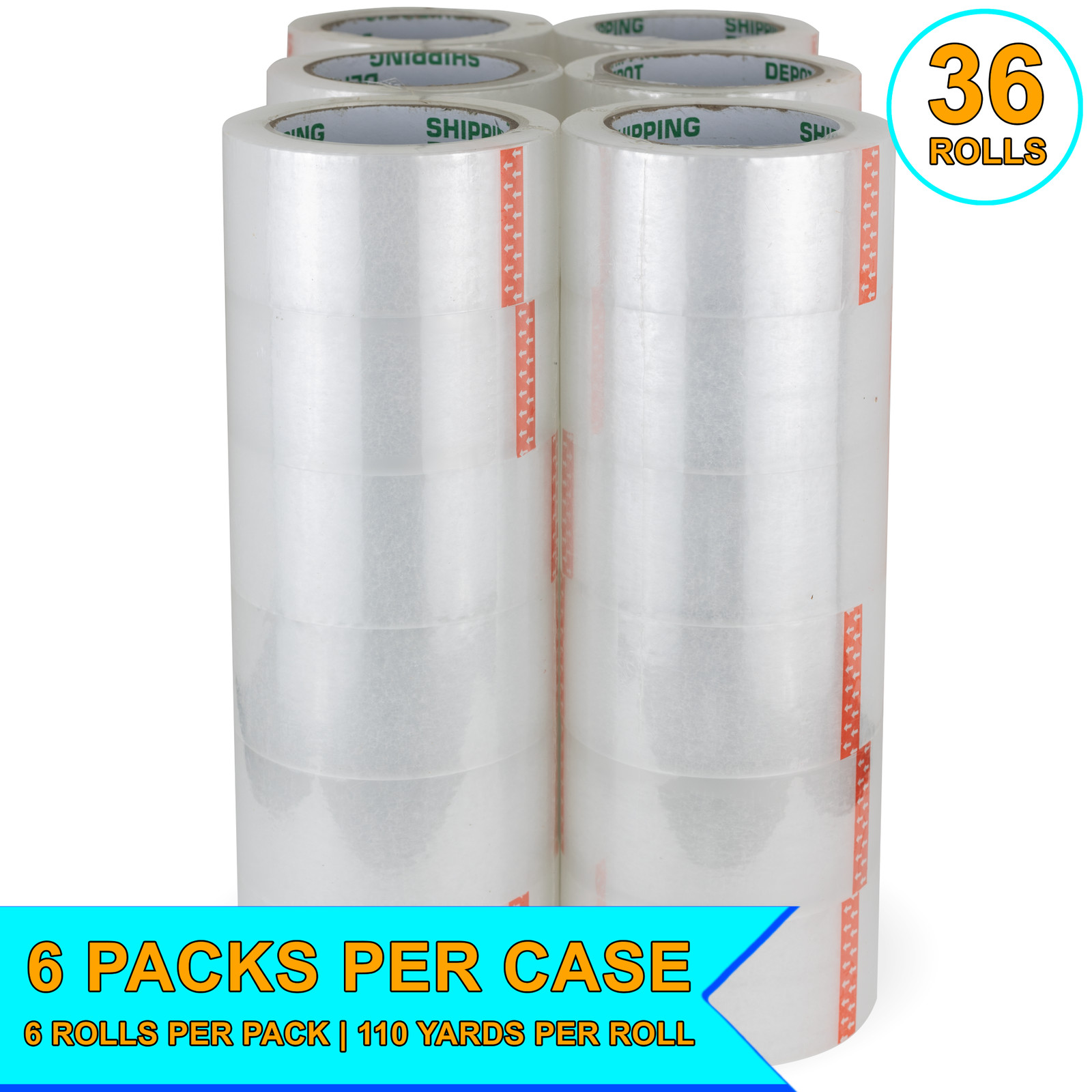 Up to 144 Rolls Carton Sealing Clear Packing Shipping Box Tape 2″ or 3″ x 110 Yd