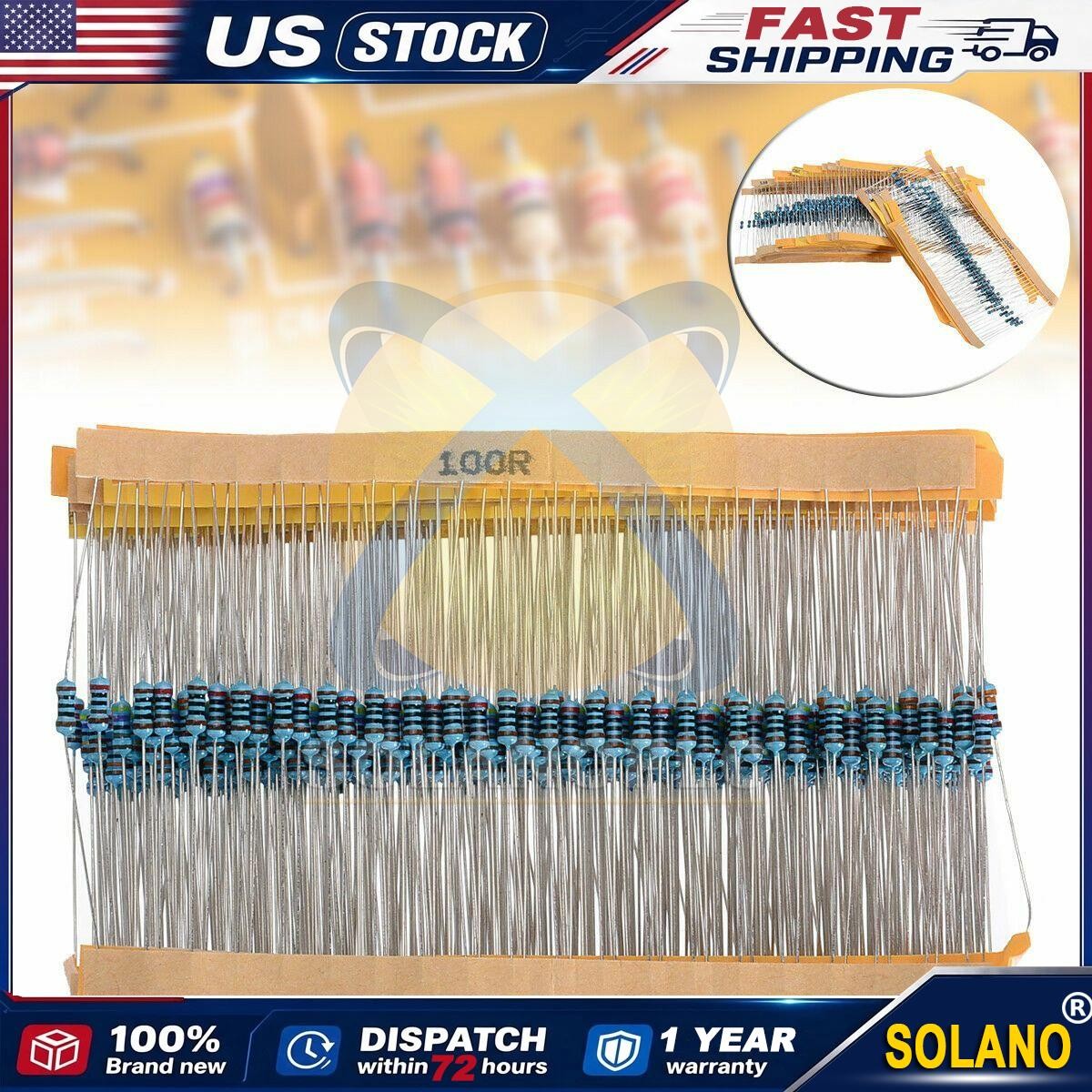 600pcs 30 Values 1/4W Metal Film Resistors Resistance Assortment Kit Set 1% USA