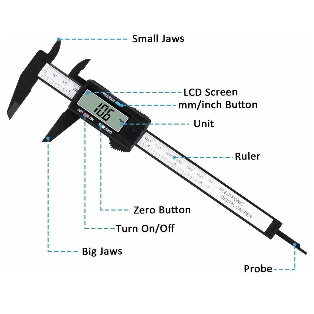 6”LCD/150mm Digital Vernier Caliper Micrometer Measure Tool Gauge Ruler Plastic