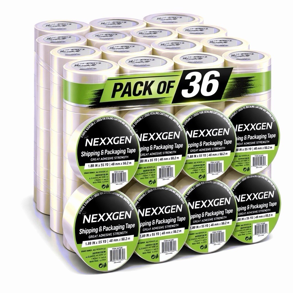 36 Rolls Carton Sealing Clear Packing Tape Box Shipping – 2 mil 1.89″ x 55 Yards