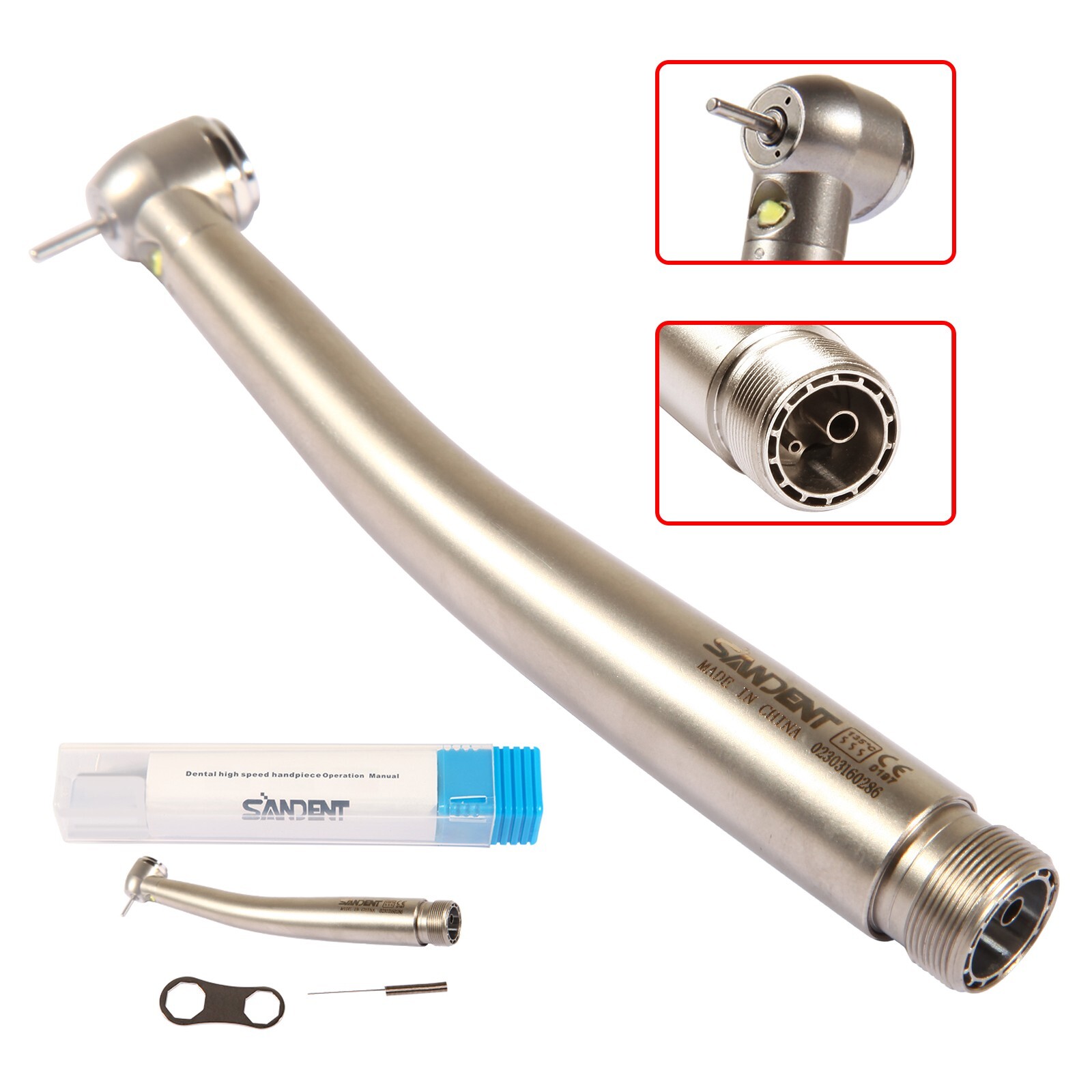Pieza de mano LED turbina alta velocidad fibra óptica dental estilo NSK 2 Holes