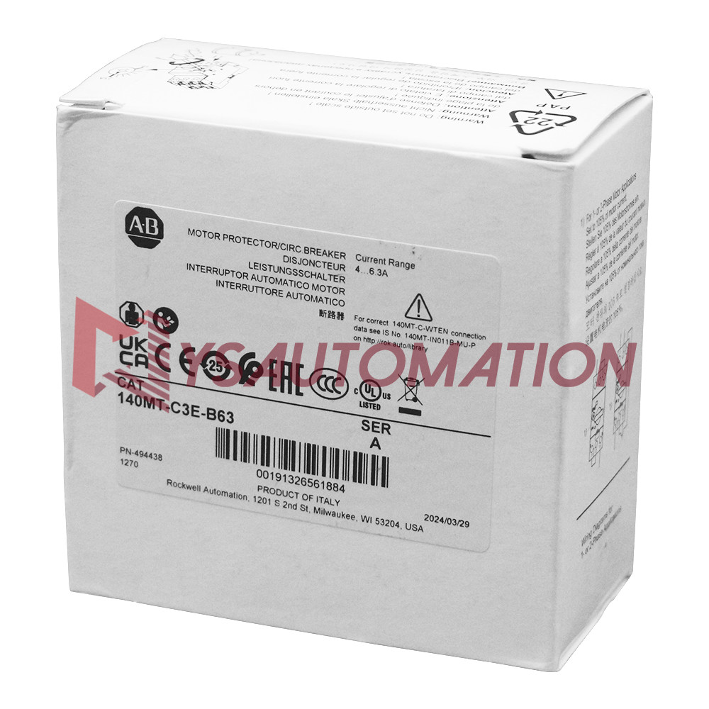Allen Bradley 140MT-C3E-B63 C Frame, 4 – 6.3A,Motor Protection Circuit Breaker