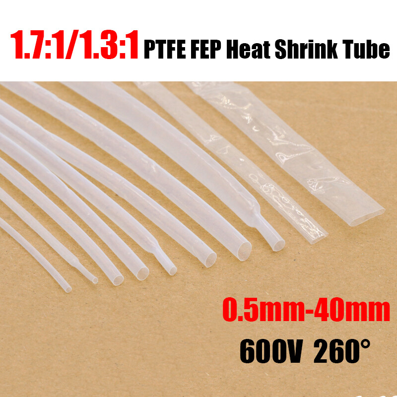 1.7:1 PTFE FEP 260℃ 600V Transparent Heat Shrinkable Shrink Tube 0.5/1/1.5-40mm