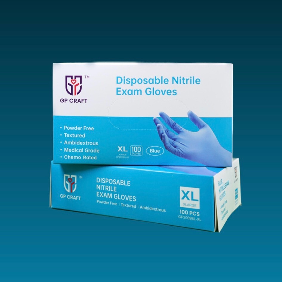 GP CRAFT Disposable Nitrile Exam Gloves, 4 Mil, Blue, Chemo Rated, Case of 1000