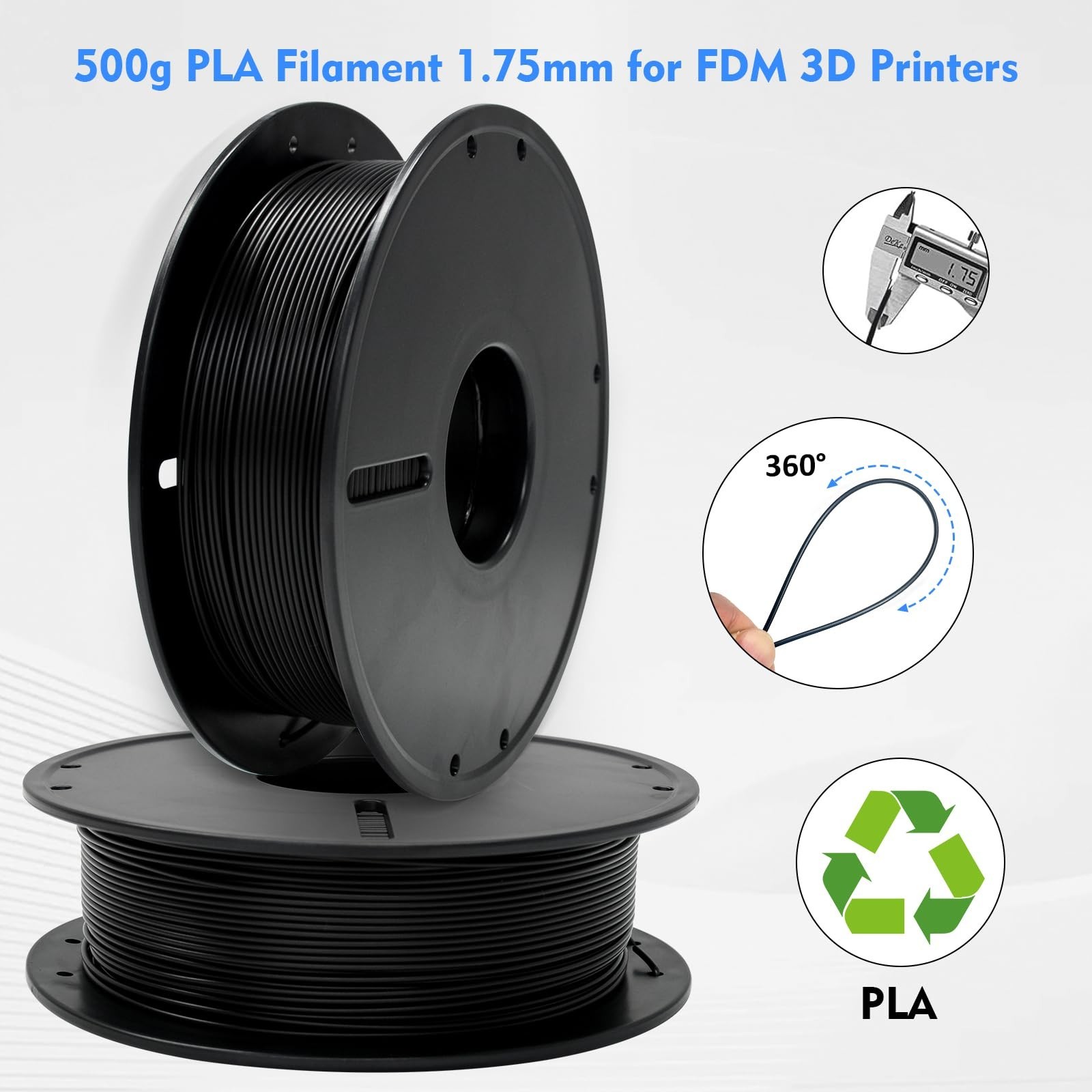 GEEETECH PLA Filament 1.75mm, 0.5kg/500g Spool (1.1 LBS), Dimensional Accurac…
