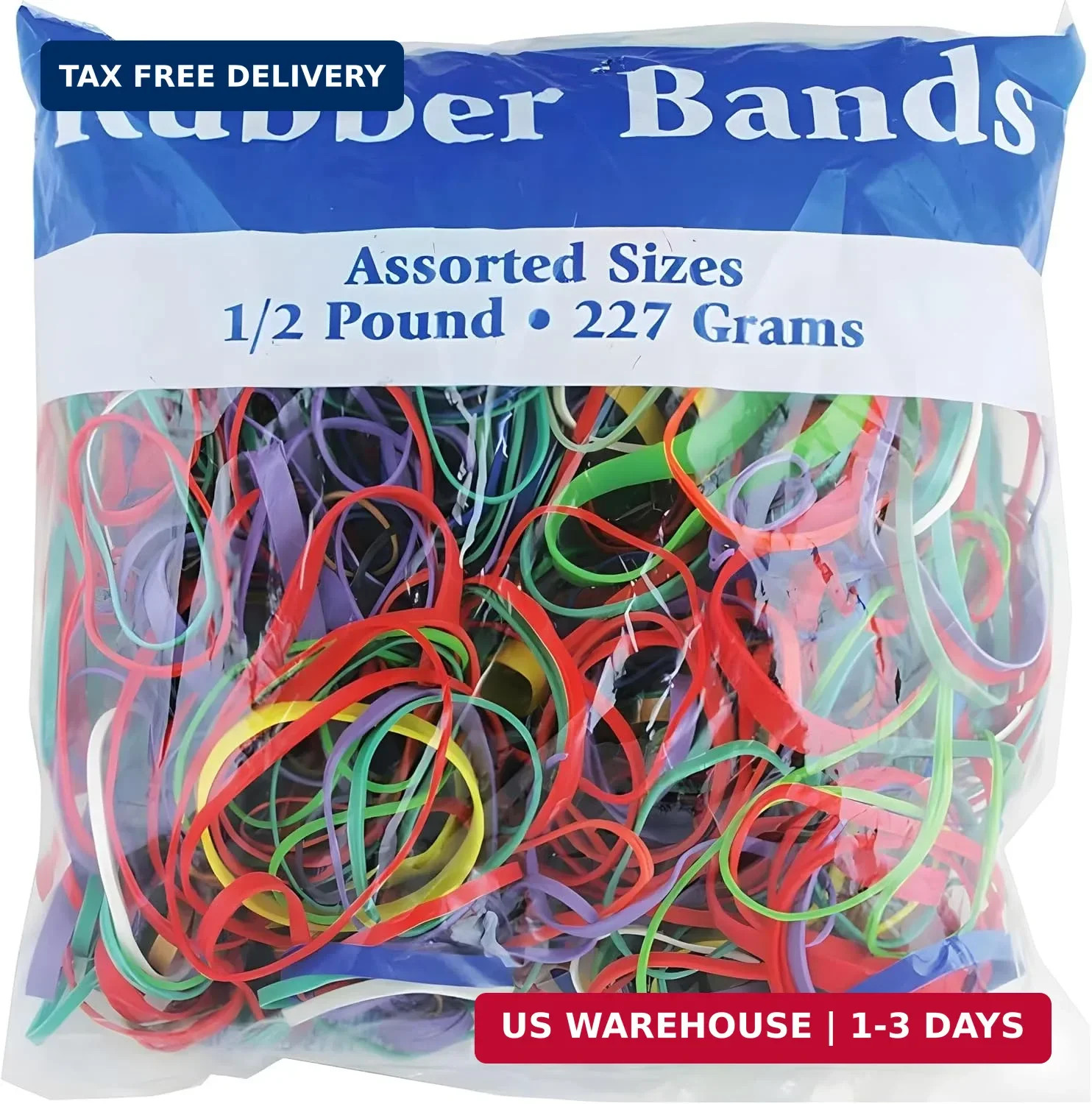 Rubber Bands Assorted Sizes 0.5 lb Bag – Strong Elastic Bands for Home, Office,