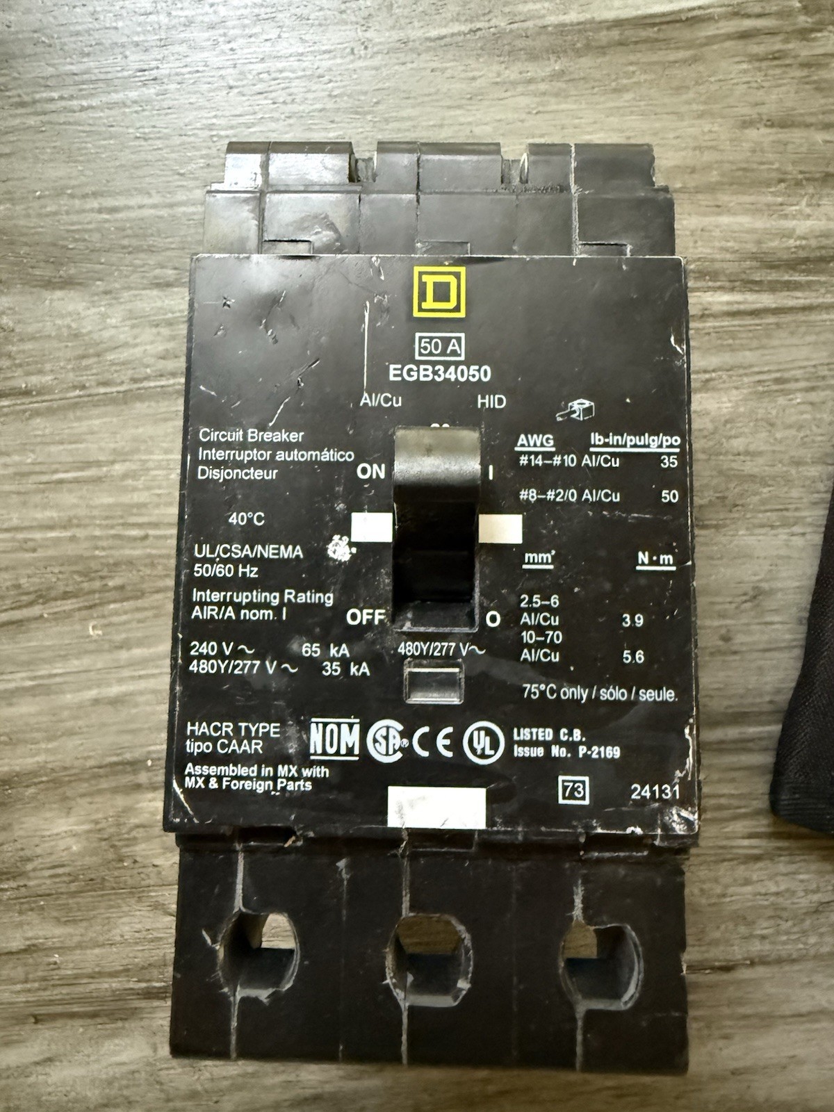 Square D EGB34050 50A 277/480V Circuit Breaker