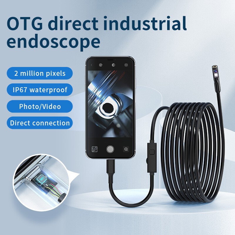 1920P HD Endoscope Borescope 8mm Inspection Snake Camera for iPhone Android iOS