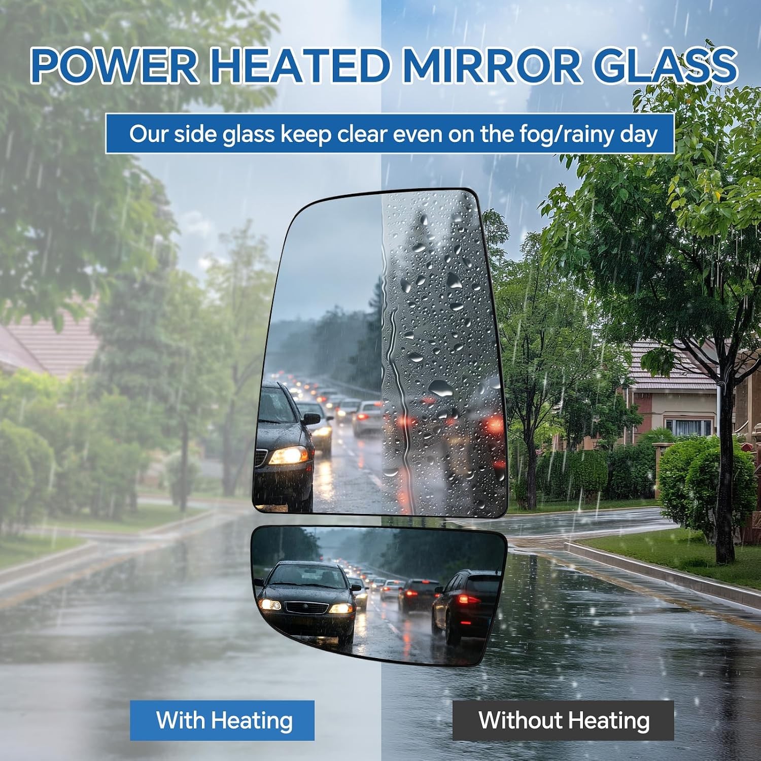 Driver Left Side Upper & Lower Mirror Glass for Ford Transit 150 250 350 2015-20