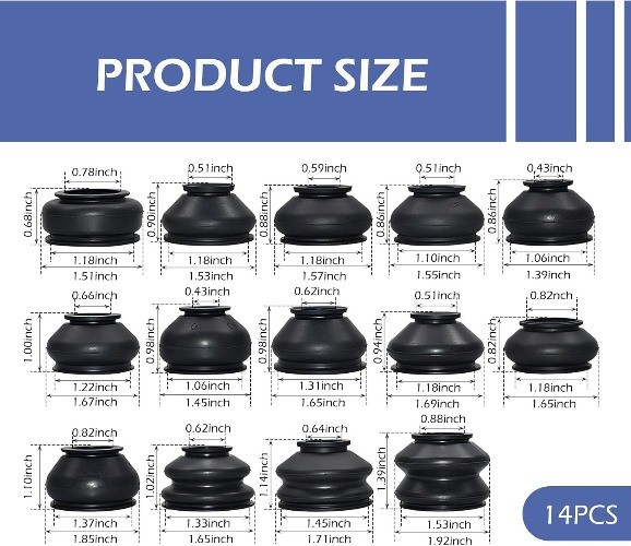 14 PCS Automotive Tie Rod End Boots, Ball Joint Rubber Dust Tie Rod End Boot Kit